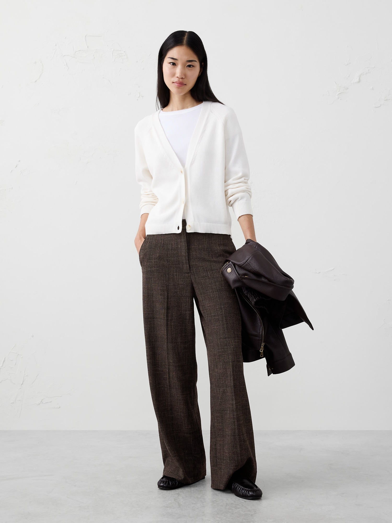 WIDE-LEG HIGH-RISE PLAID TROUSER