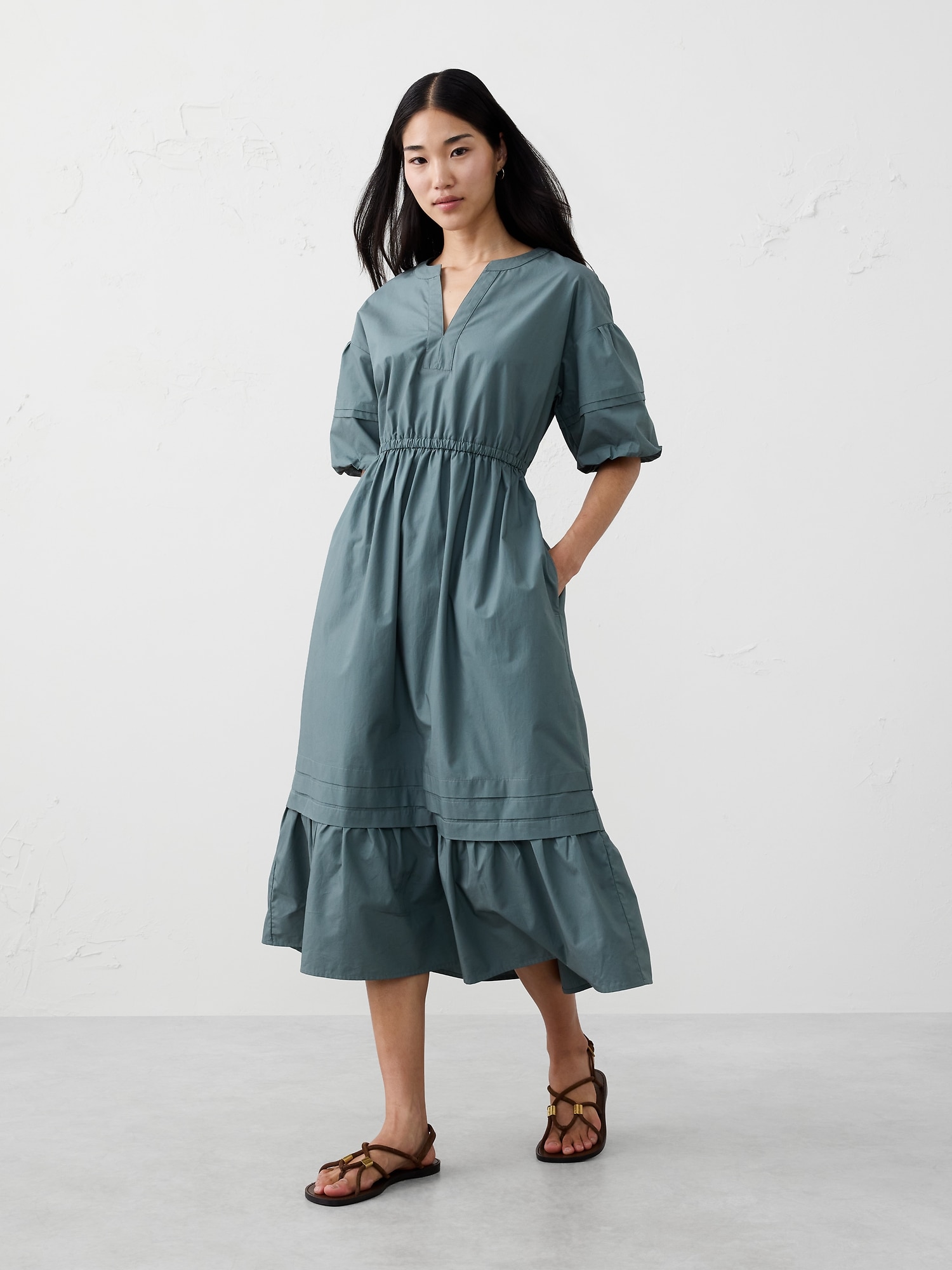 TIERED MAXI DRESS - Slate Green