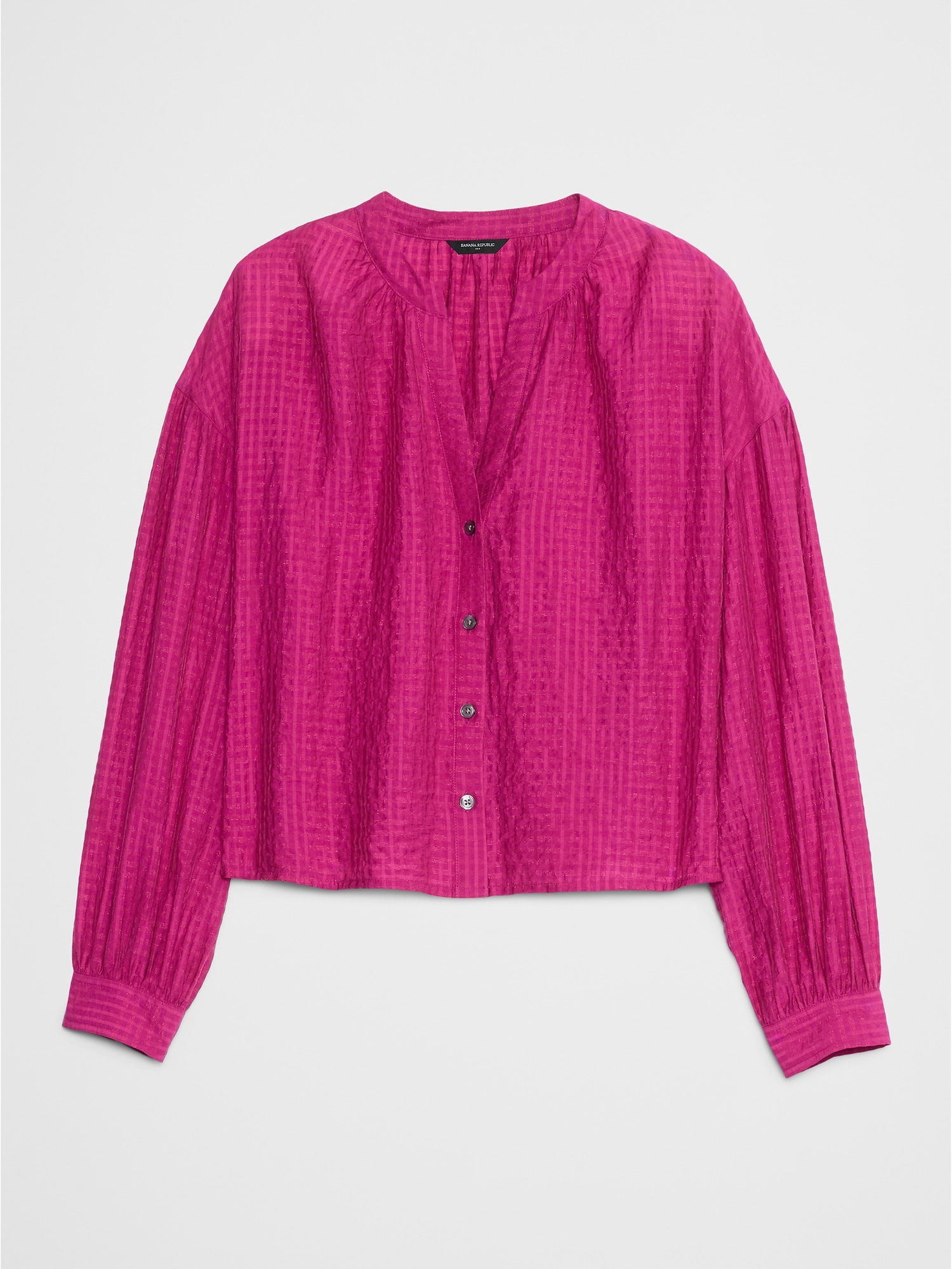 Image number 4 showing, JACQUARD PUFF-SLEEVE TOP