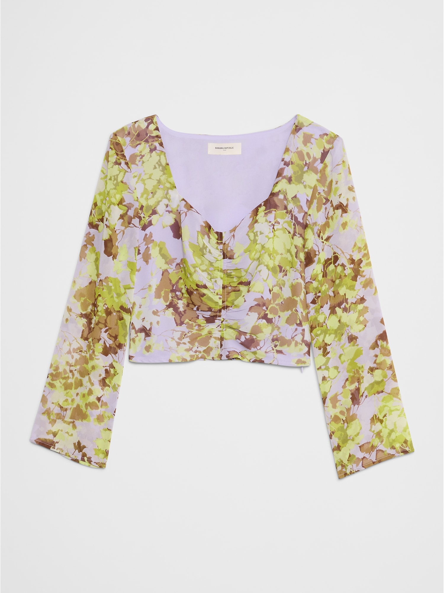 Image number 4 showing, CROPPED SHIRRED SWEETHEART-NECK TOP