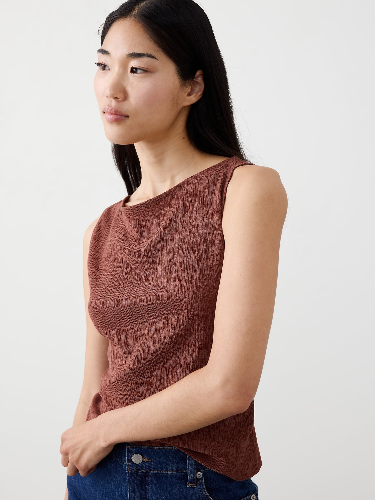 Crinkle Jacquard Top