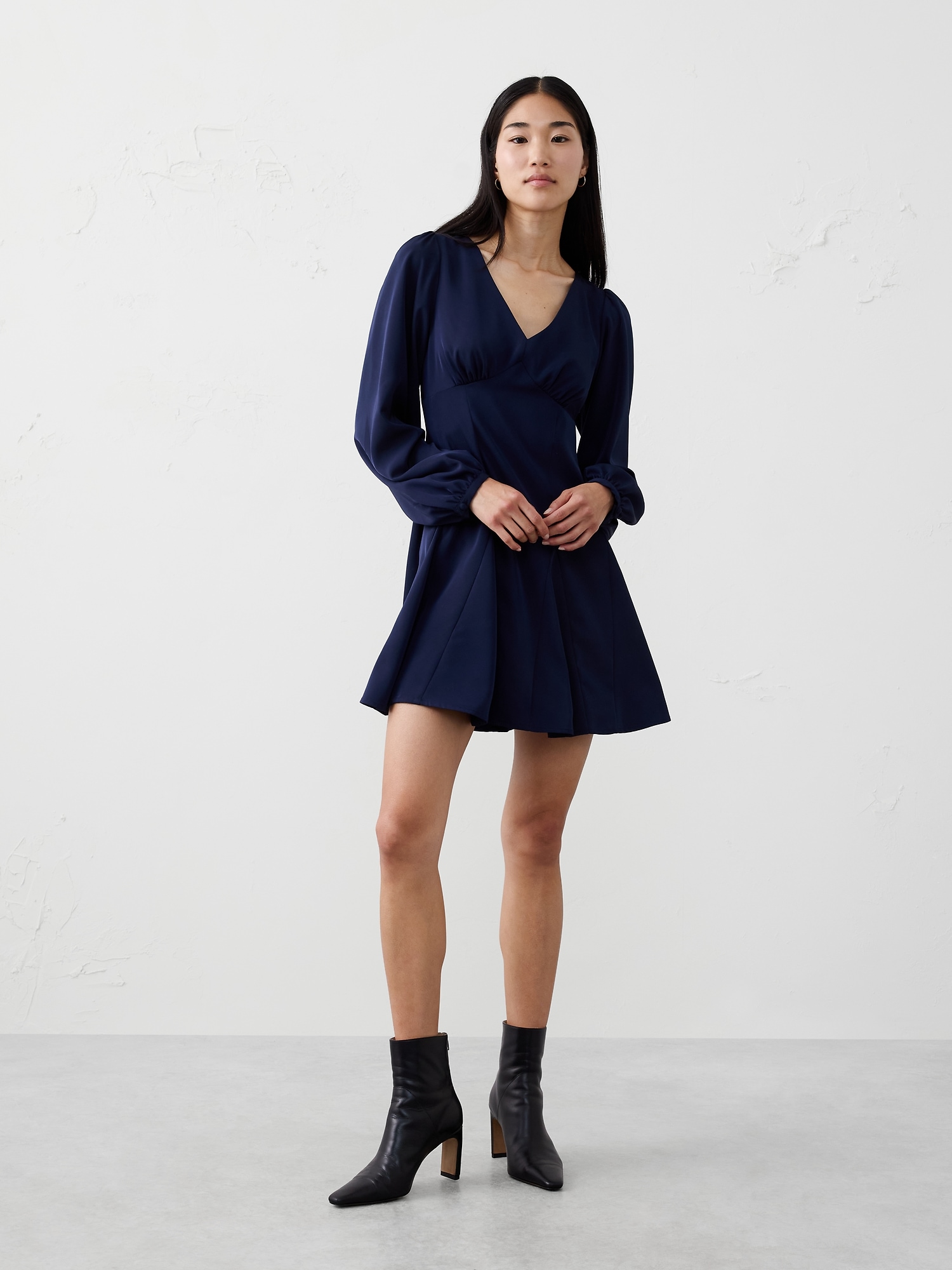 Godet Mini Dress - Preppy Navy