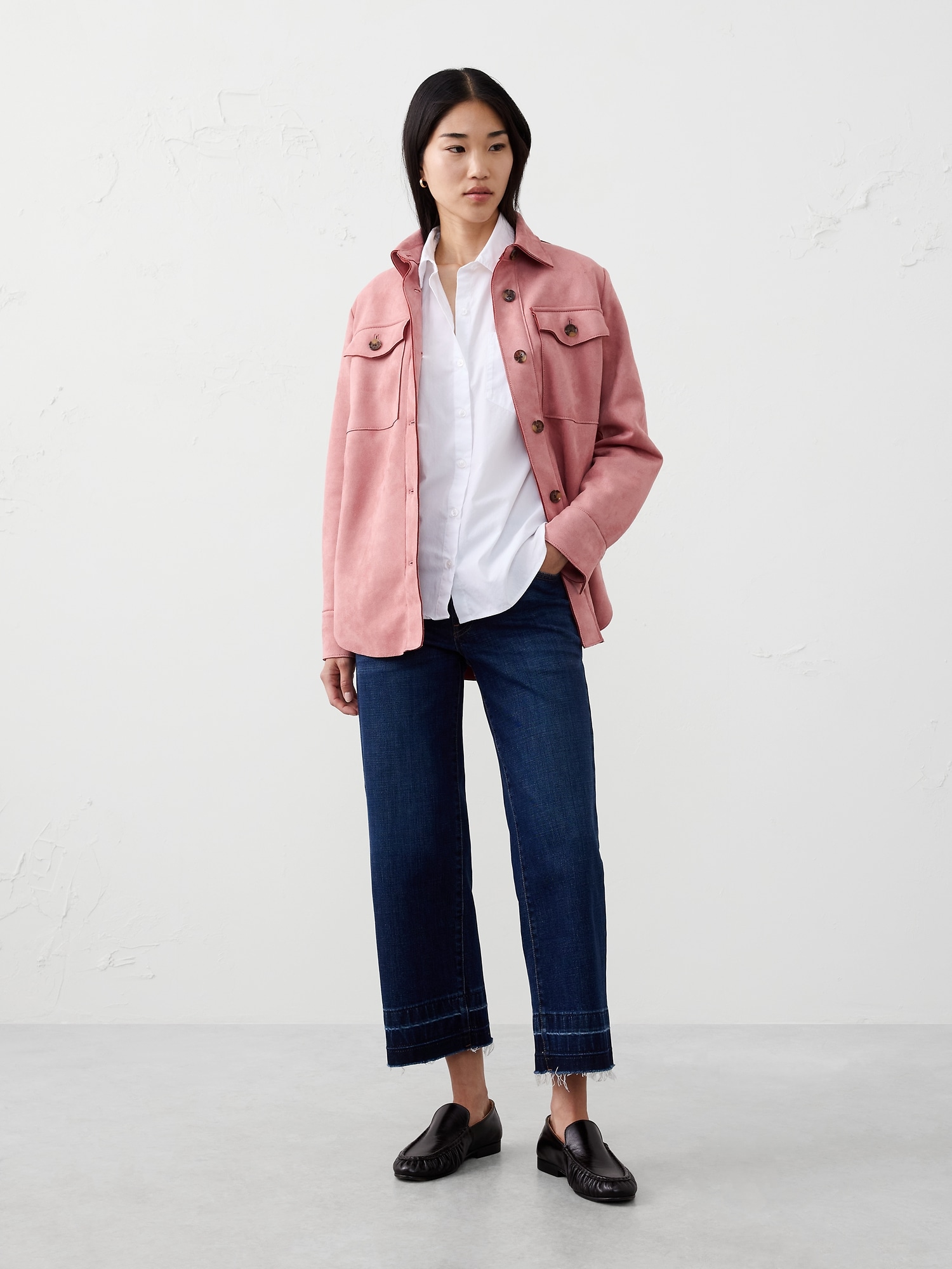VEGAN SUEDE OVERSHIRT - Pink Amaretti