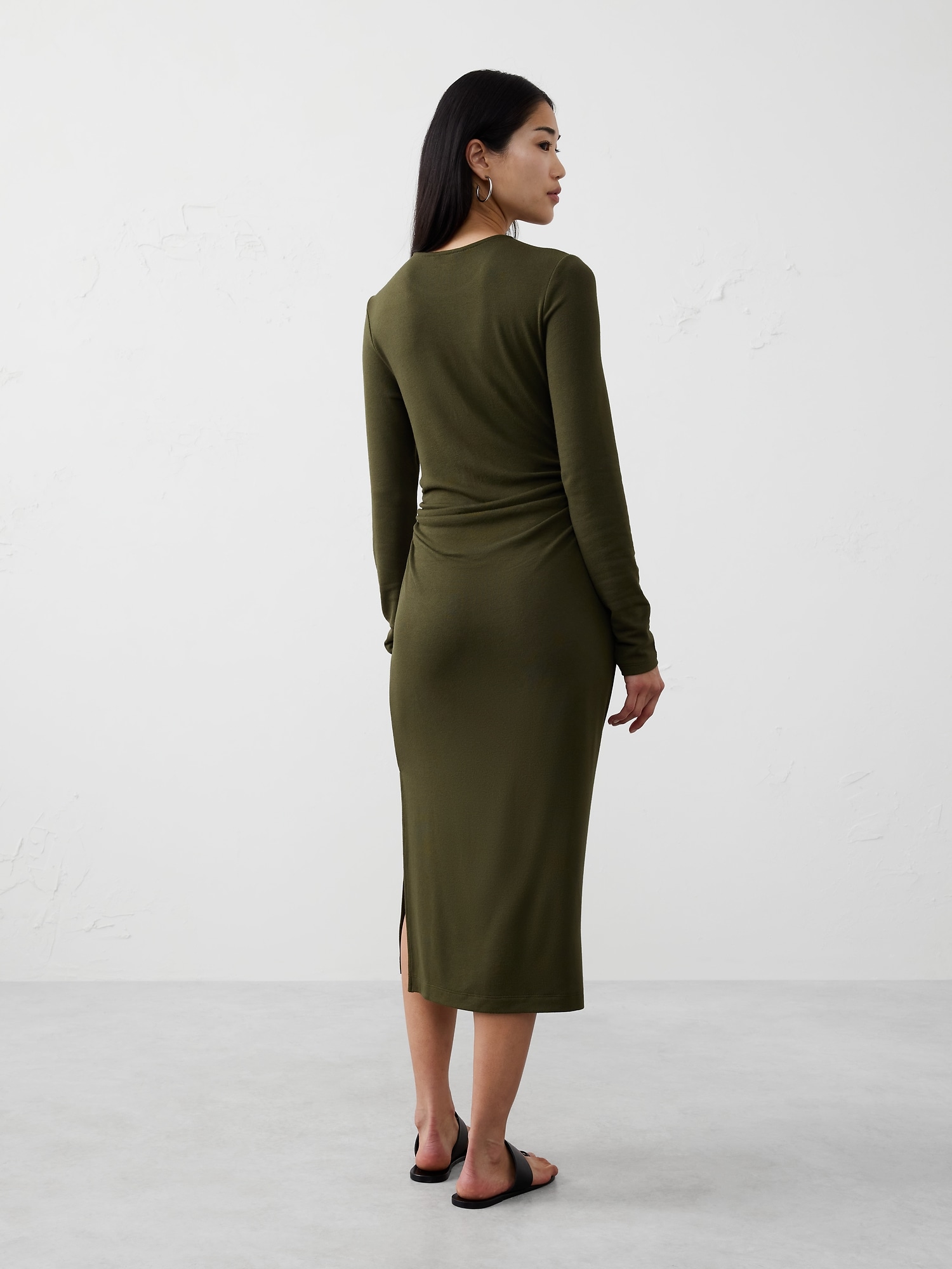 Image number 2 showing, SOFT LUXE SHIRRED-SIDE MIDI DRESS