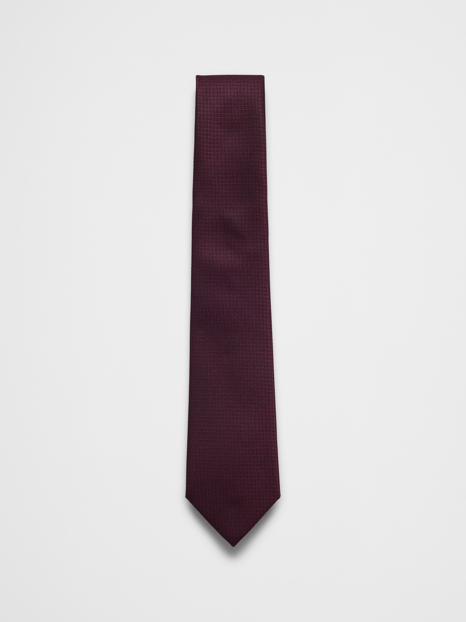 Burgundy Grid Textured Tie - Prep School Burgandy