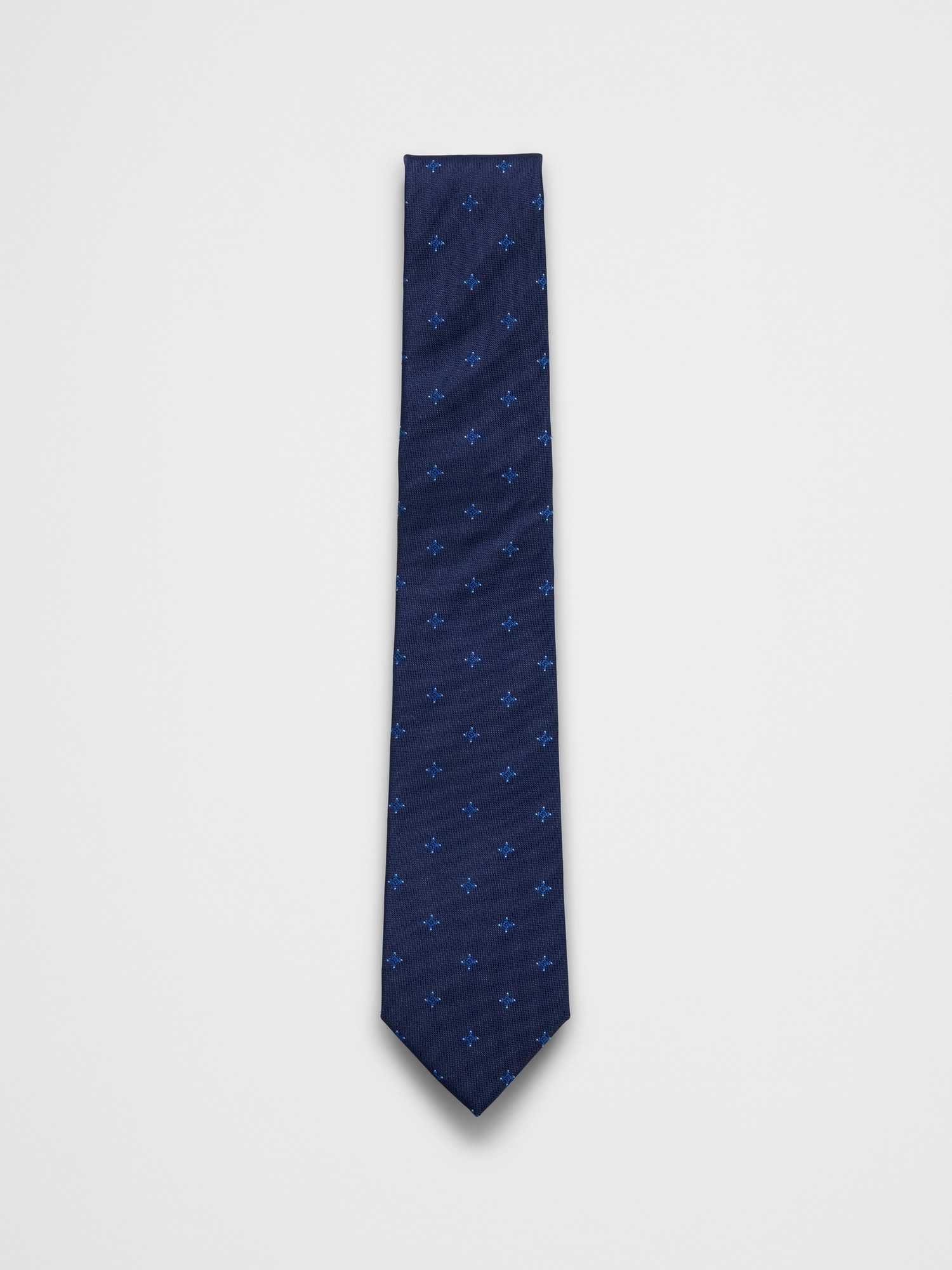 Navy Location Point Tie - Navy Print