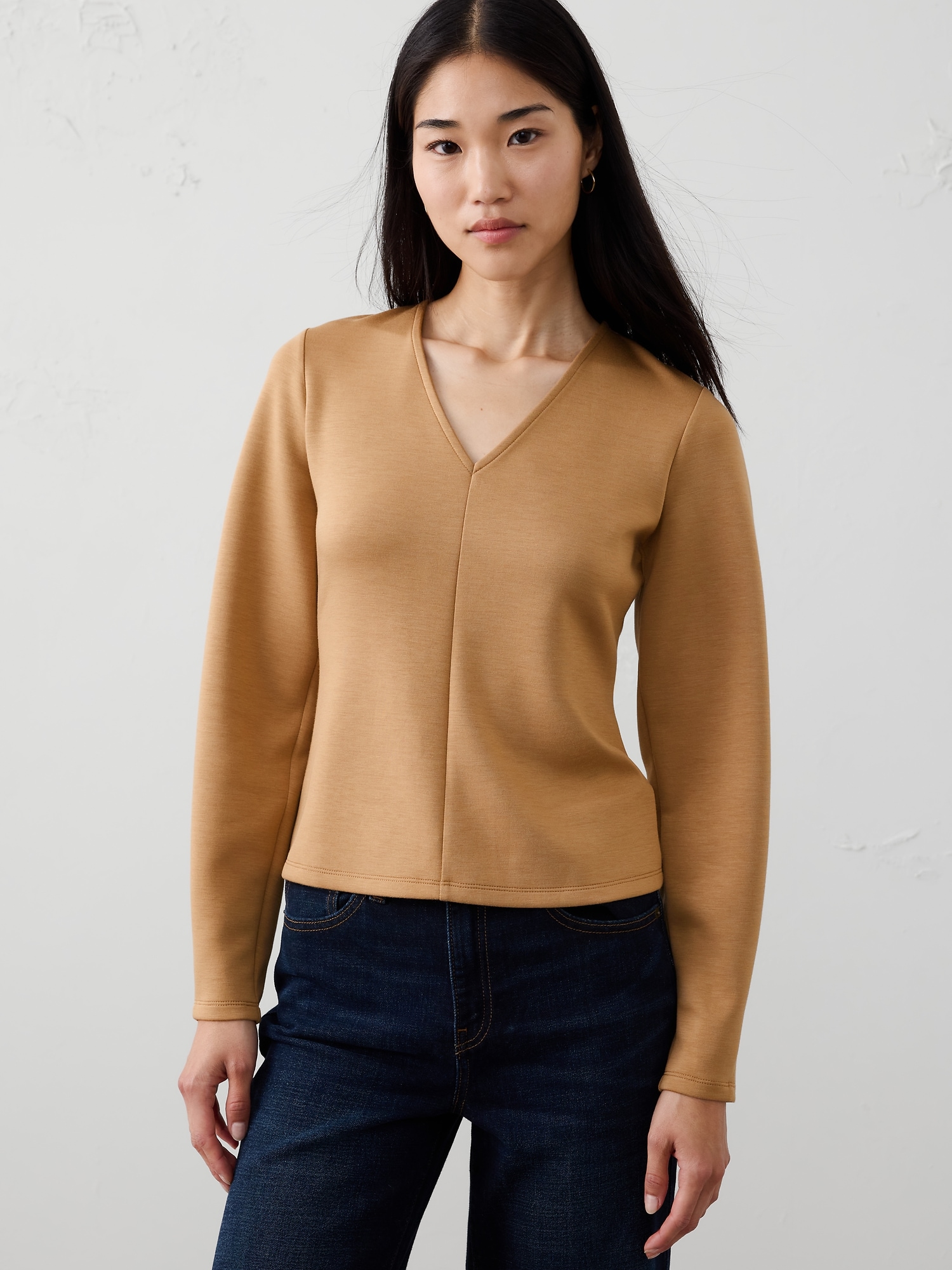 SCUBA SEAMED TOP - Afternoon Latte