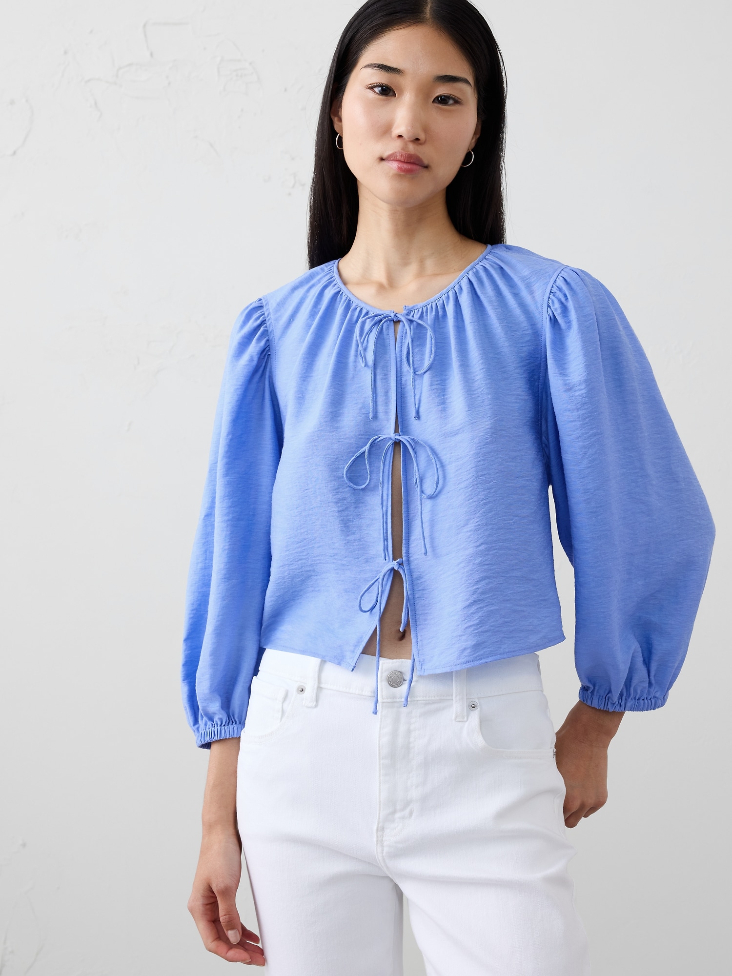 Image number 1 showing, Open Tie-Front Top