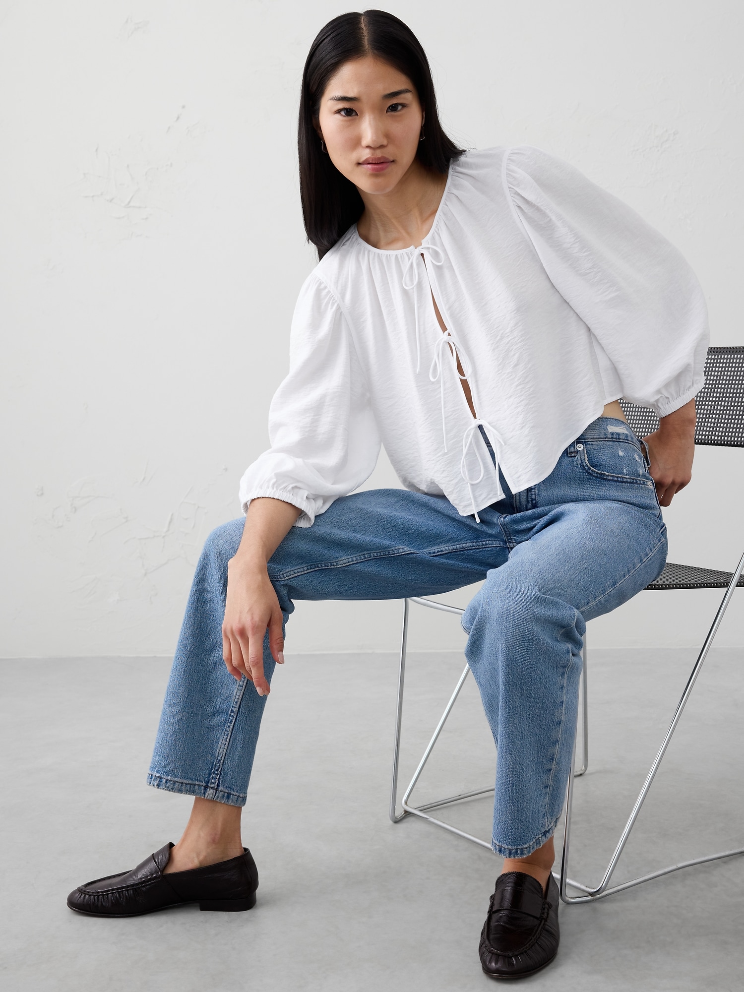 Open Tie-Front Top - White