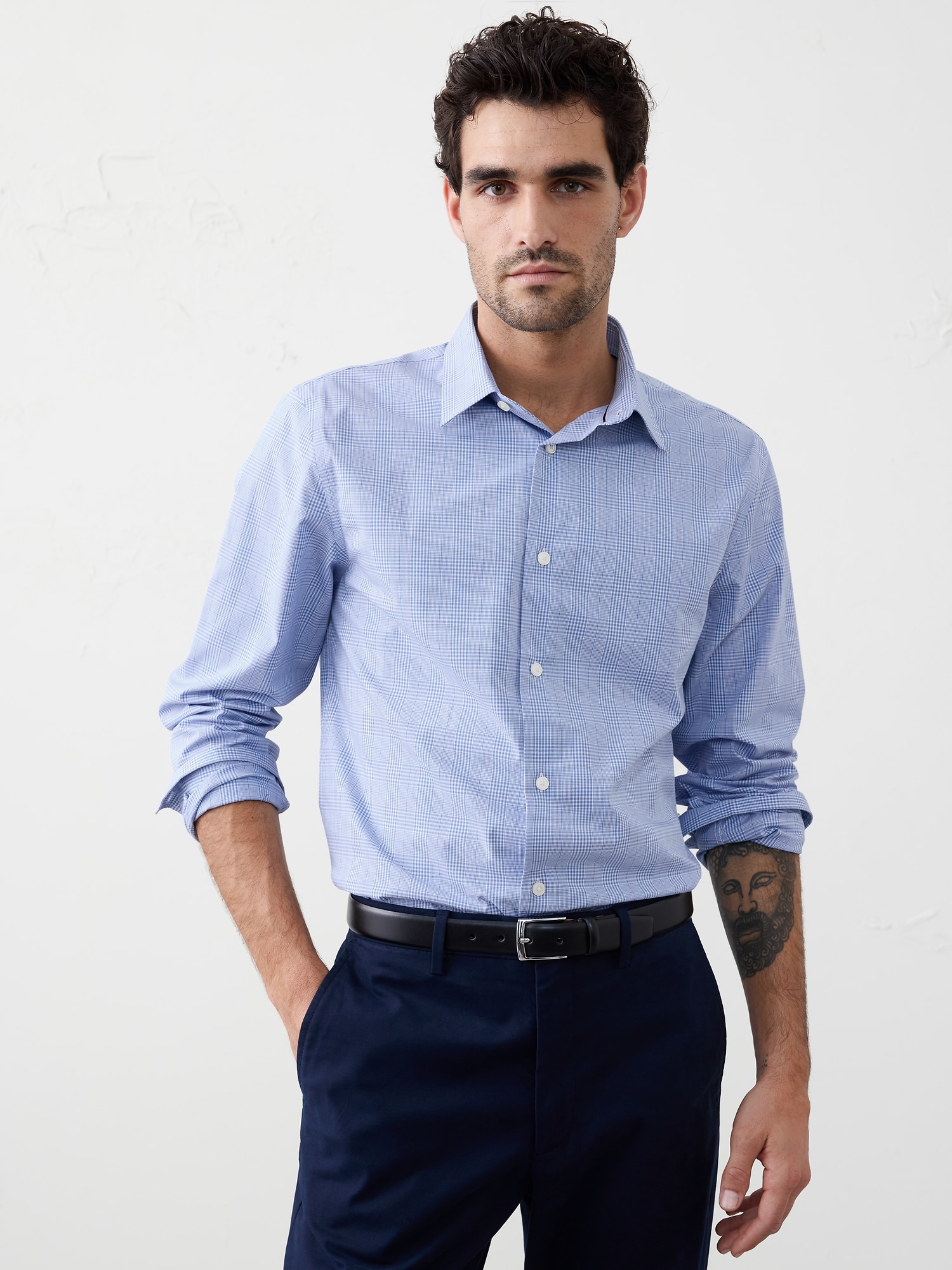 Slim Dress Shirt - Glen Blue