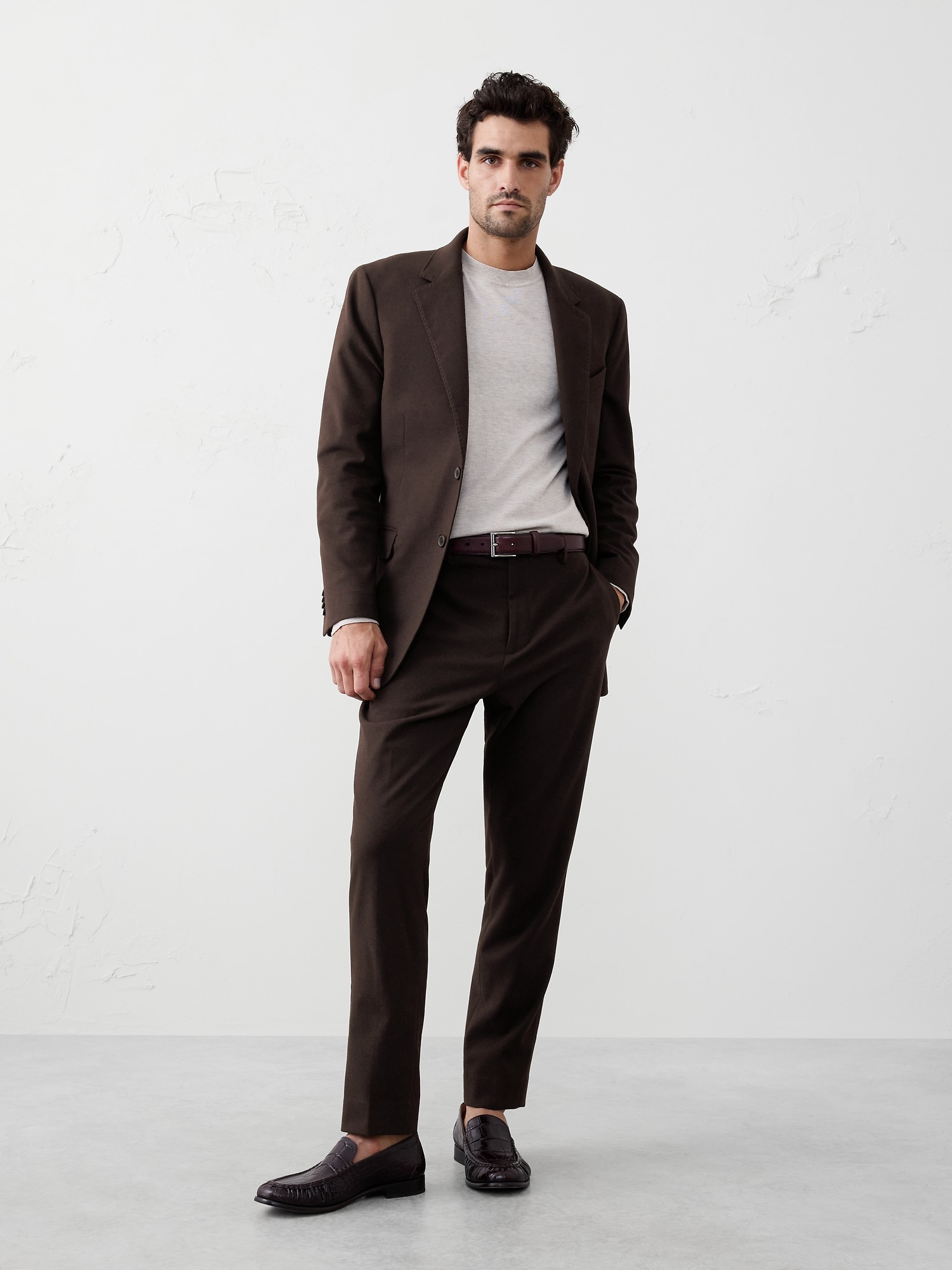 Tailored-Fit Soft Flannel Suit Trouser