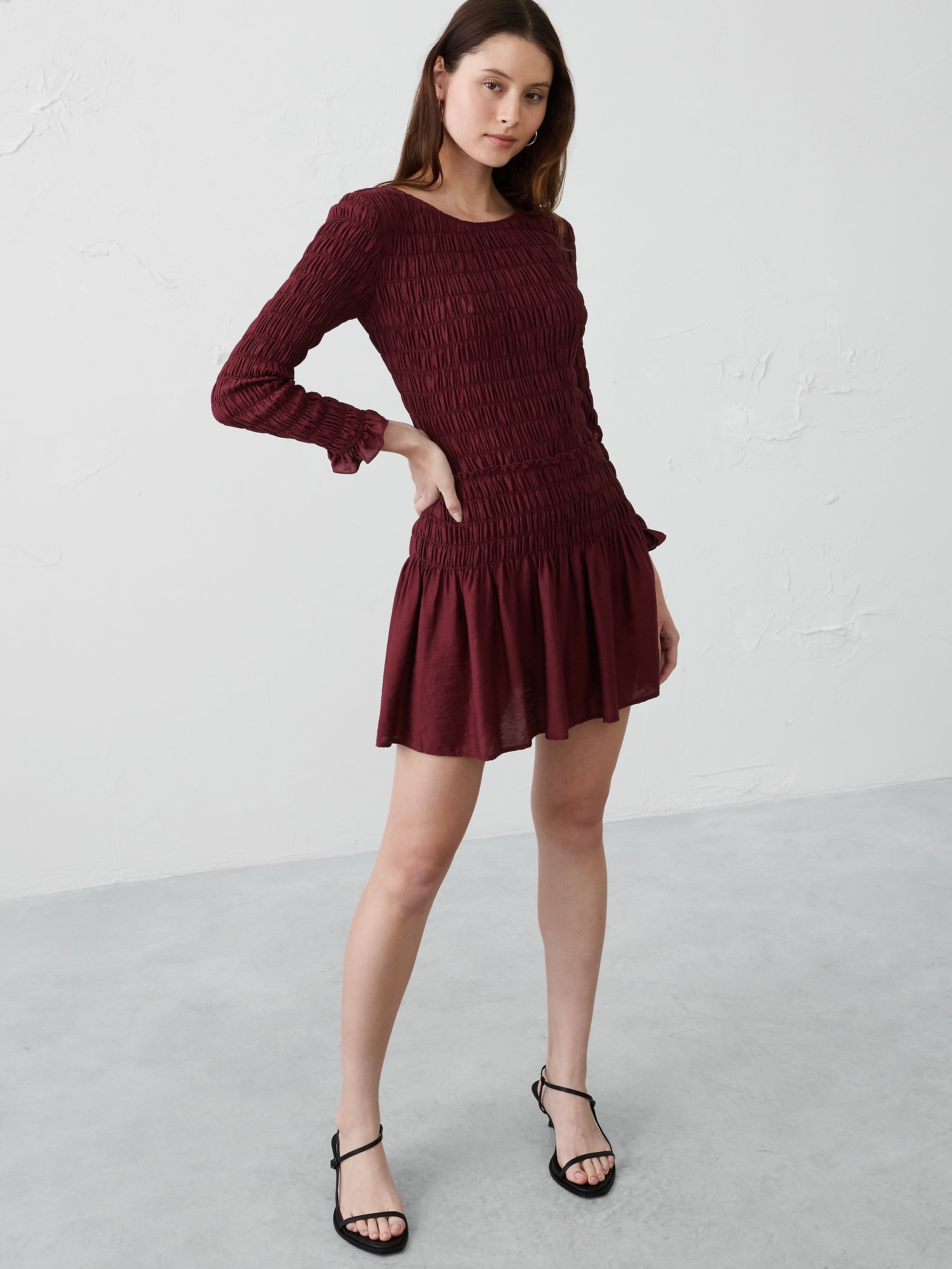 Smocked Mini Dress - Purple