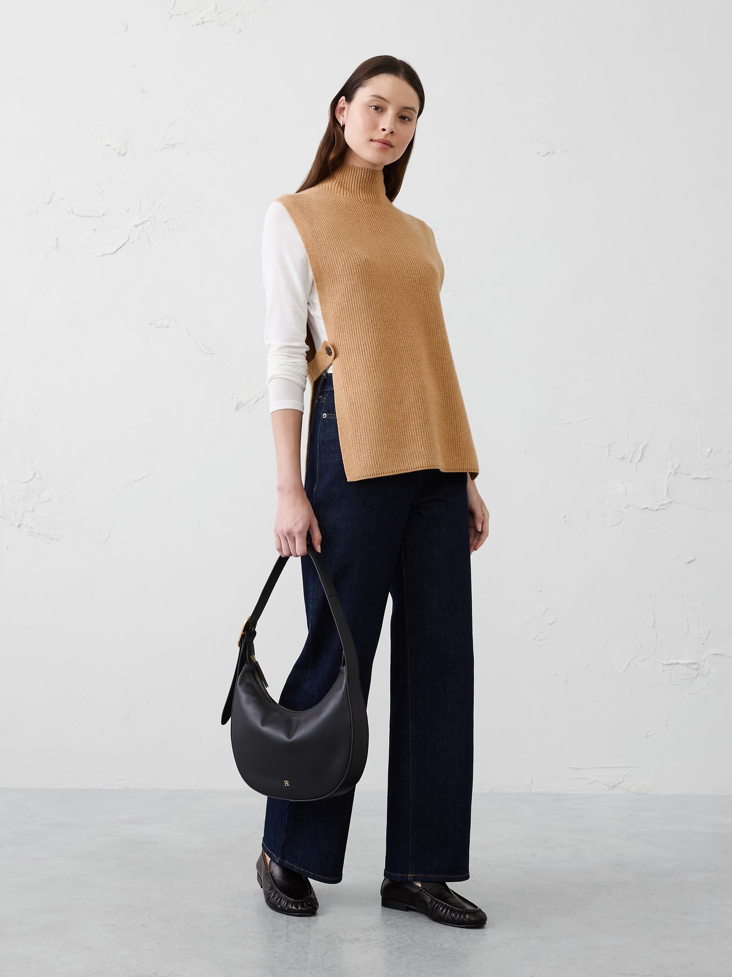 SWEATER BIB PONCHO - Brown Sugar