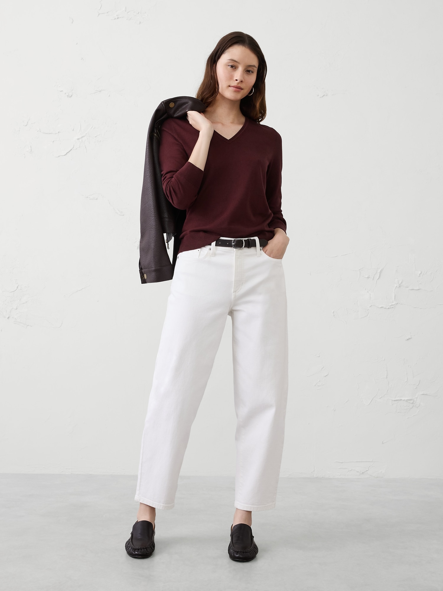 Forever V-Neck Sweater - Vino Rosso