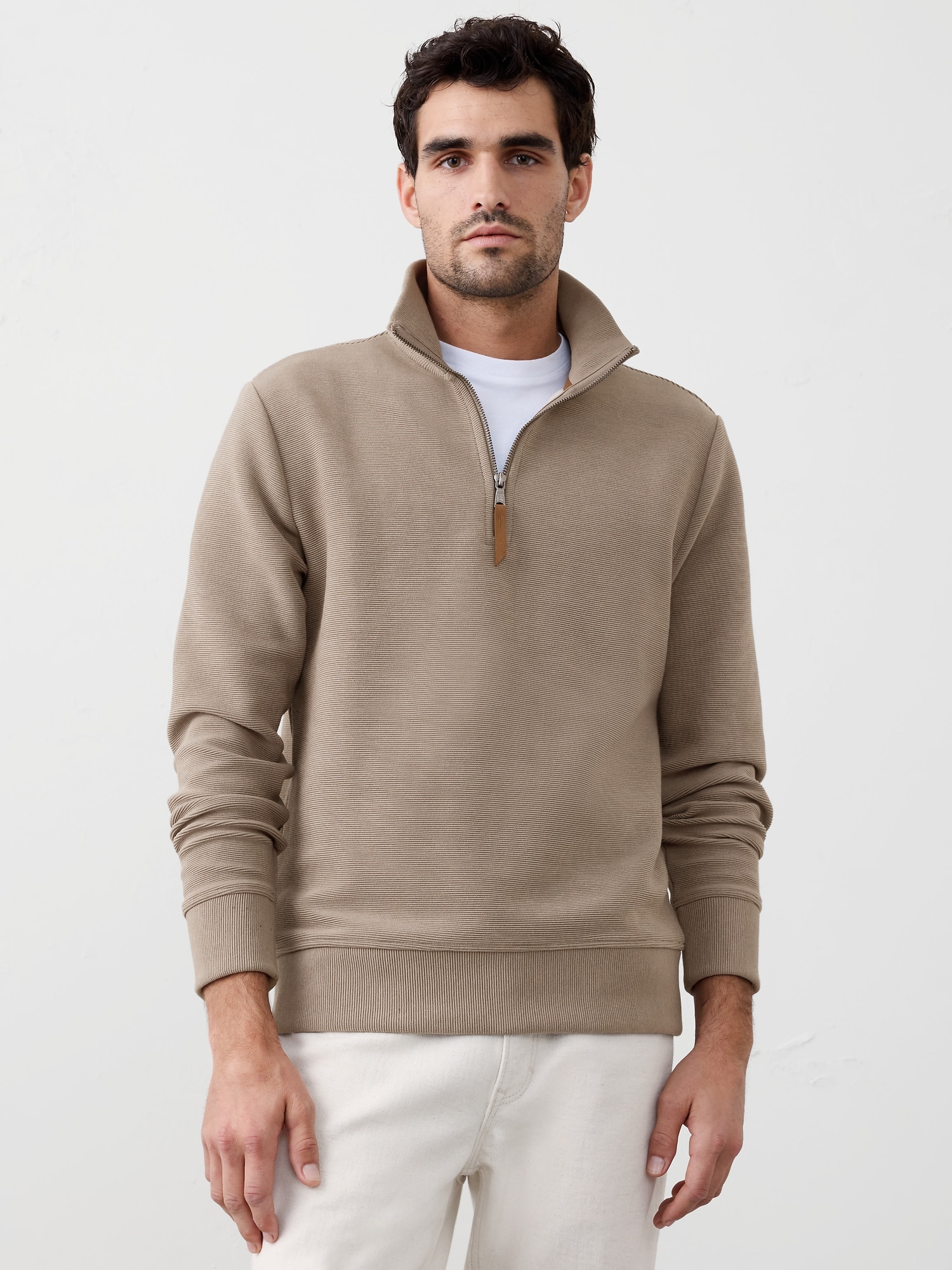 Knit Mock-Neck Half-Zip Shirt