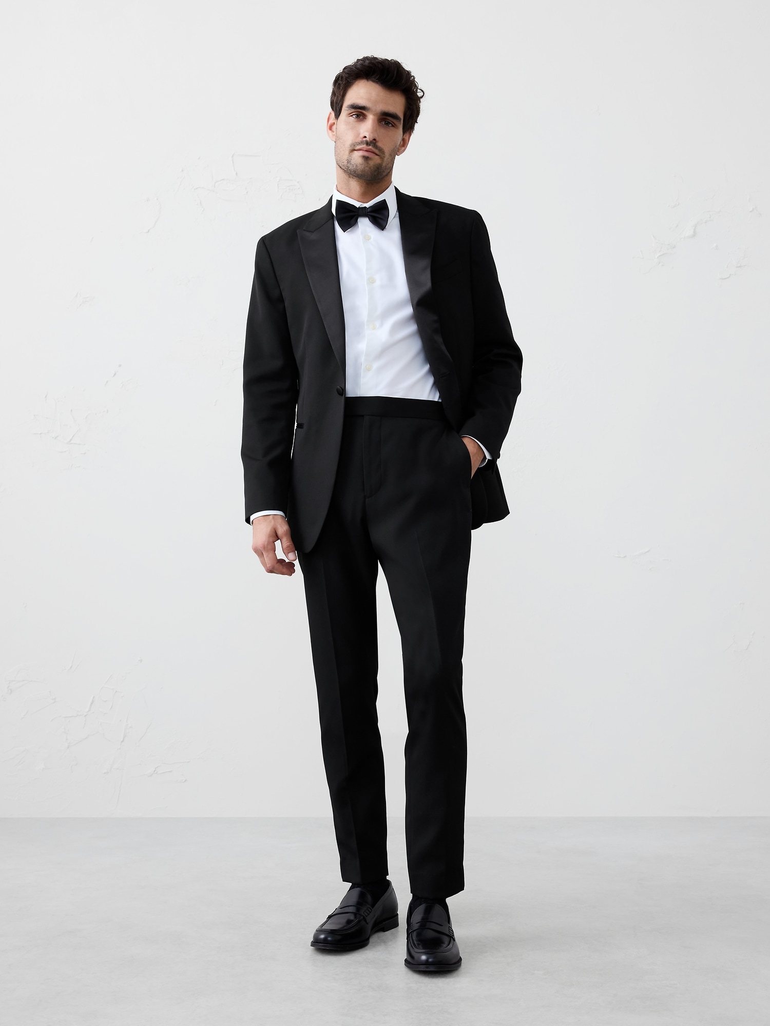 TAILORED-FIT LUXE TUXEDO SUIT TROUSER - Black