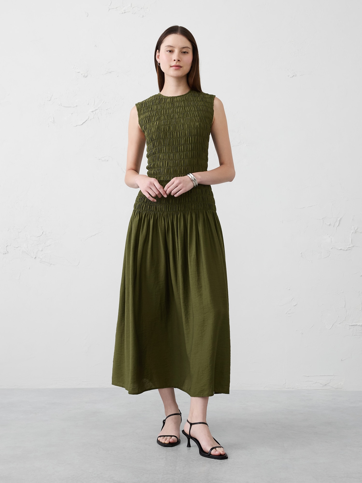 Smocked Bodice Maxi Dress - Multi