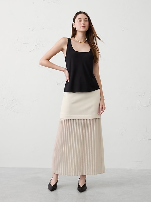 Twill Pencil Midi Skirt