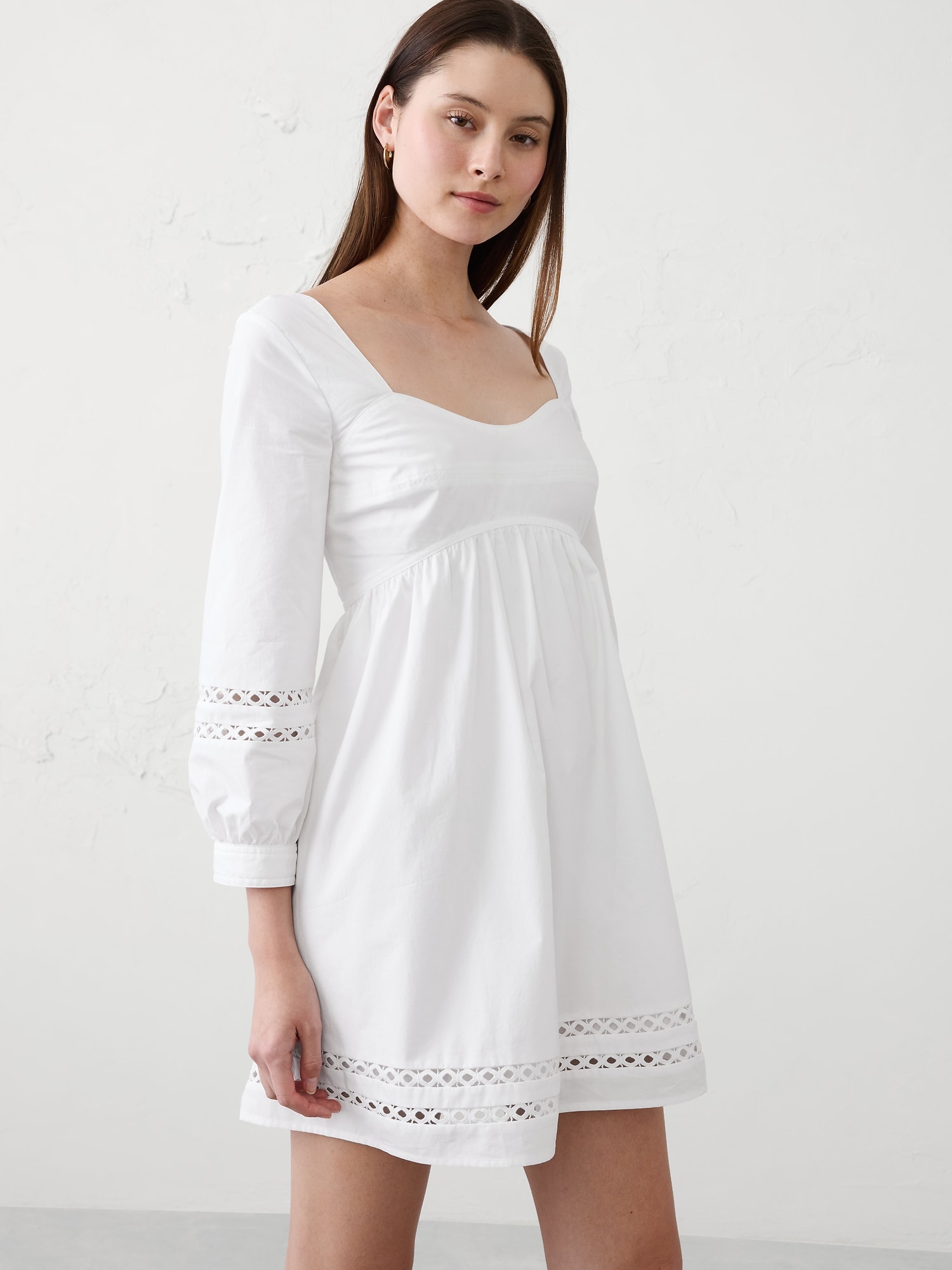 Image number 3 showing, Eyelet Gathered-Waist Mini Dress