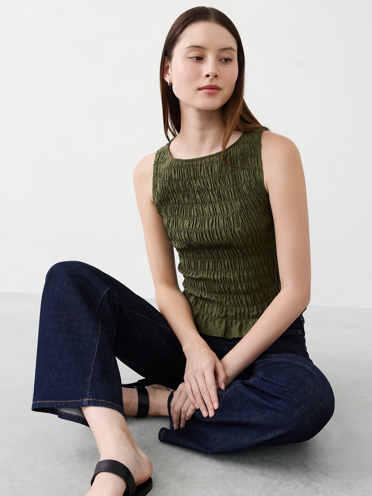 Boatneck Smocked Top - Multi