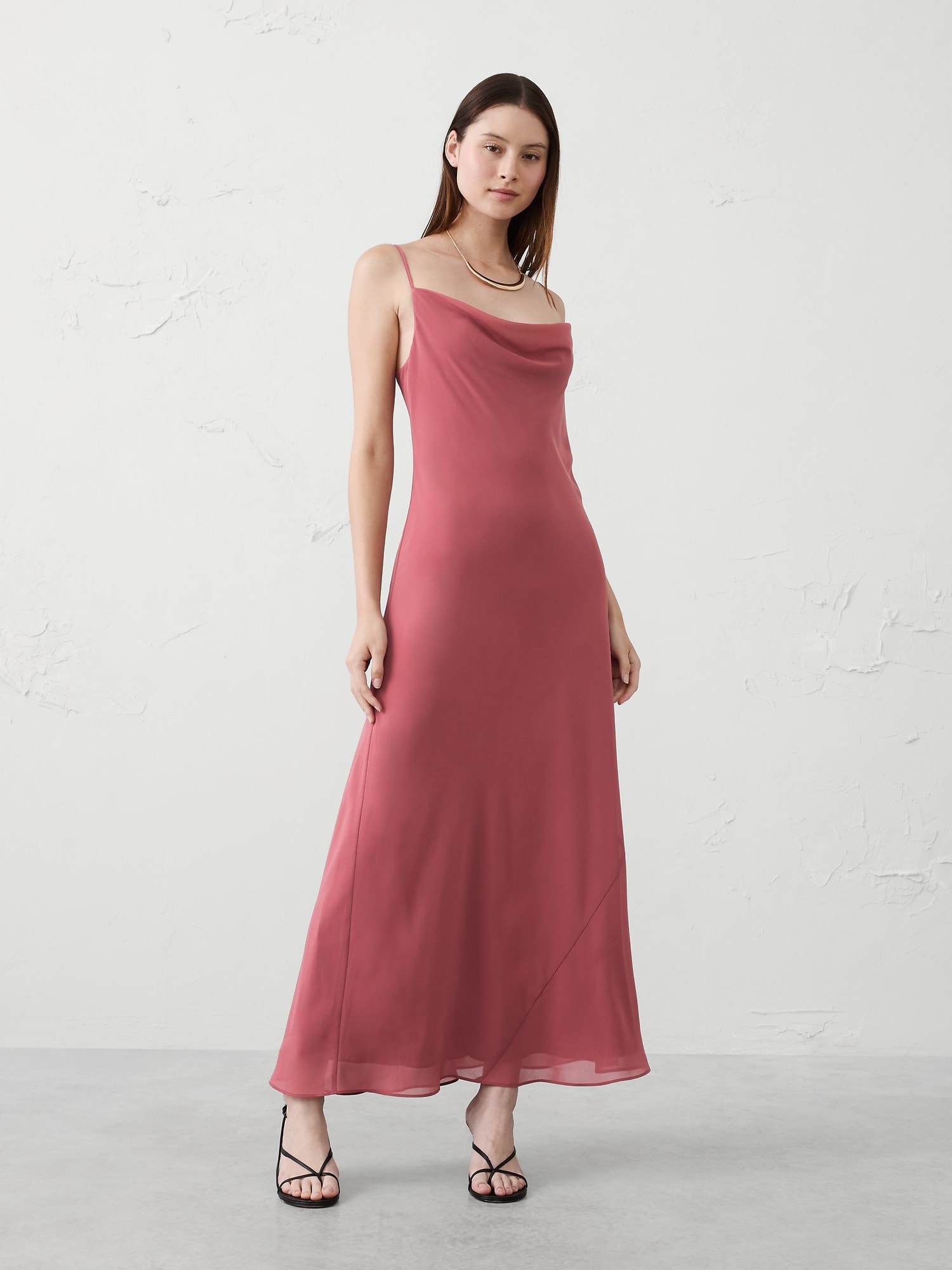 Chiffon Maxi Dress - Red