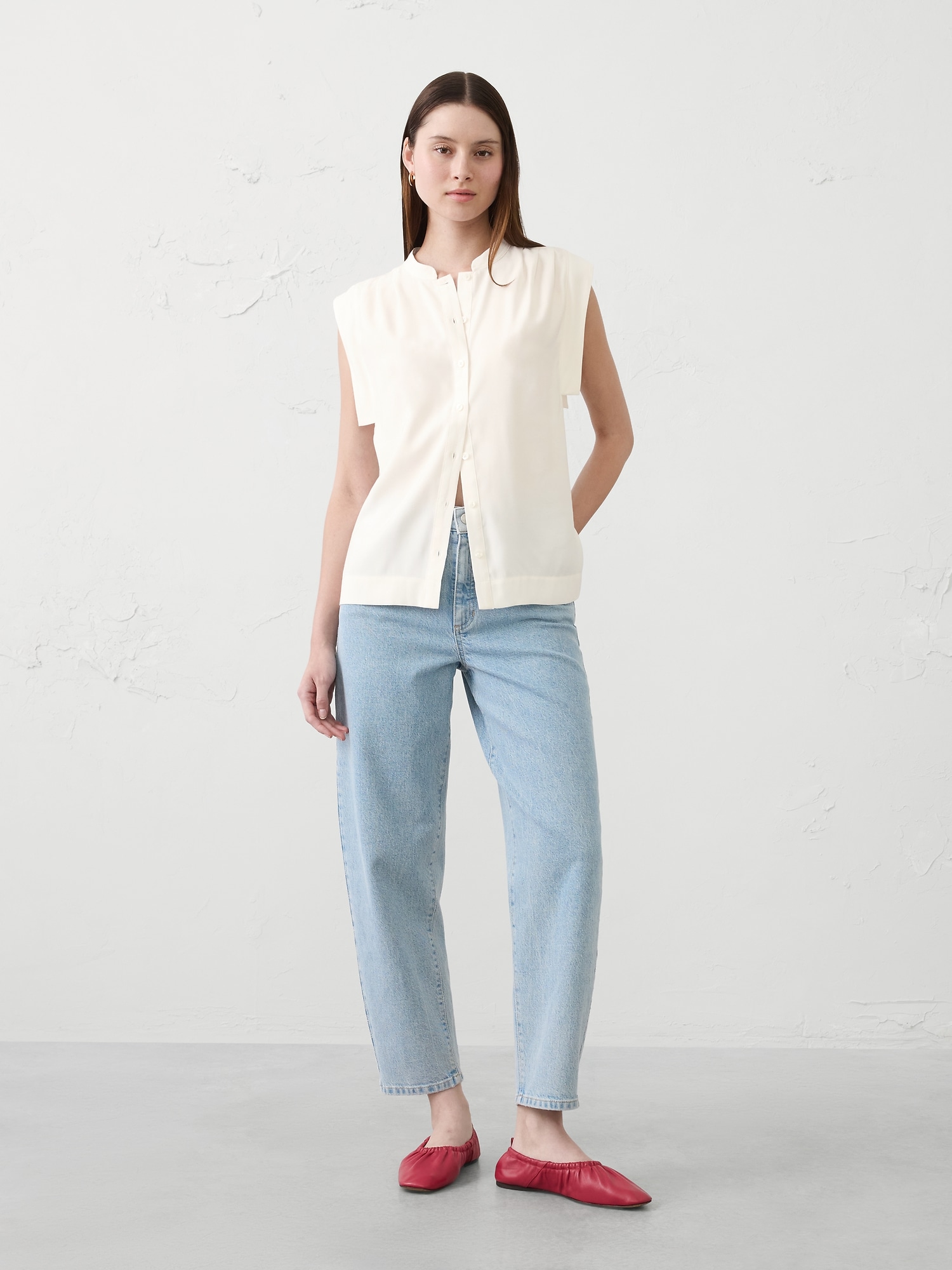 Image number 3 showing, Twill Button Top