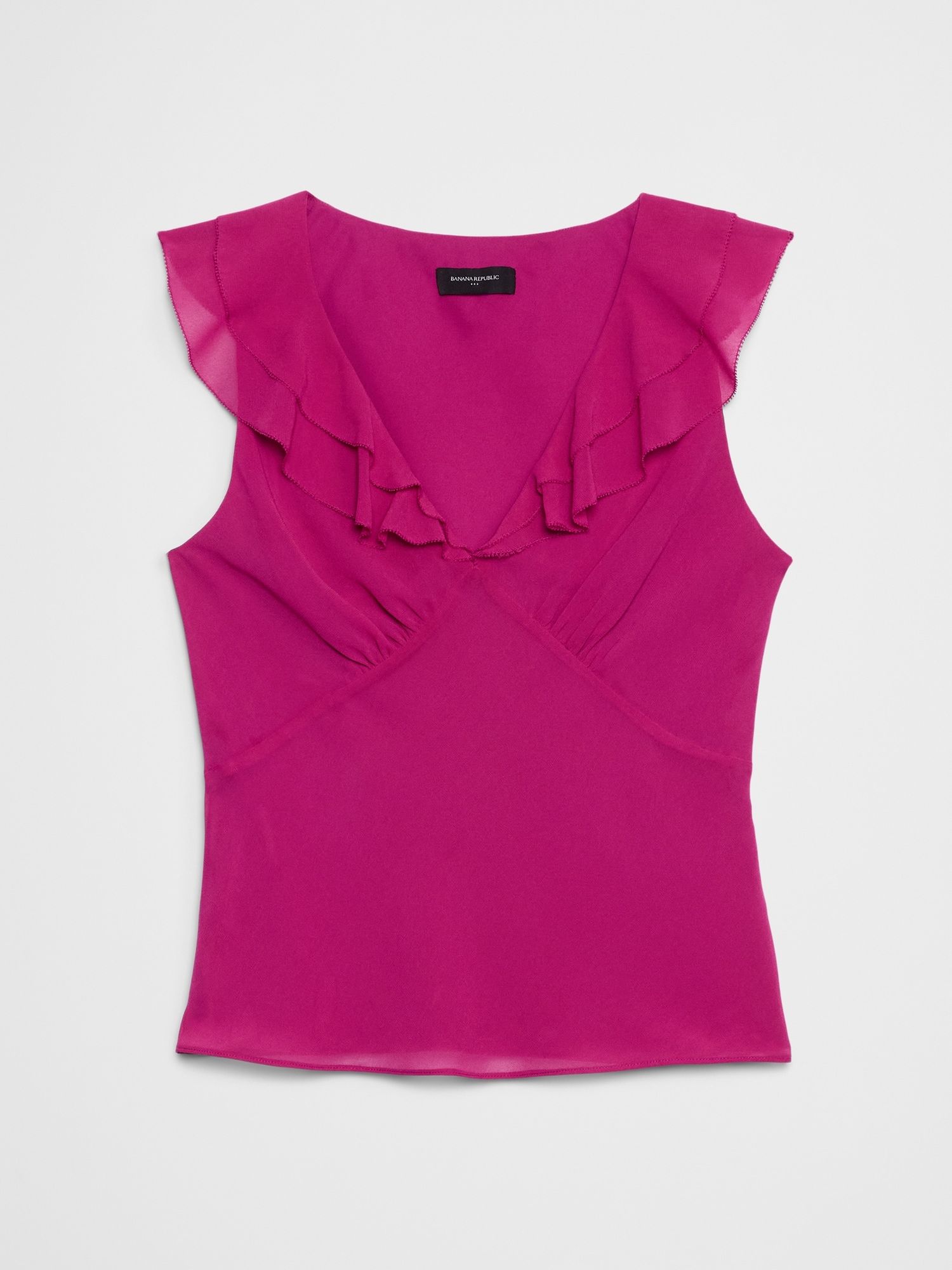 Image number 4 showing, RUFFLE V-NECK CHIFFON TOP