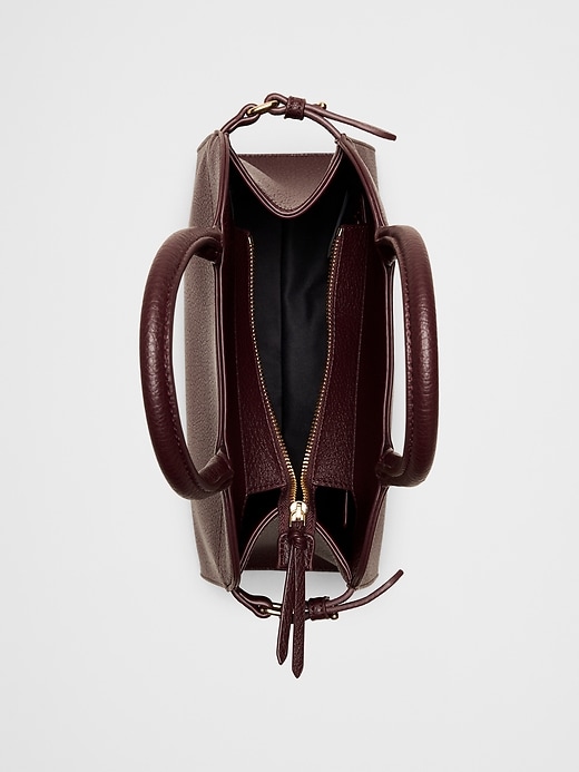 バーガンディ レザー ハンドバッグ Georgia - Black Woven Classic Leather