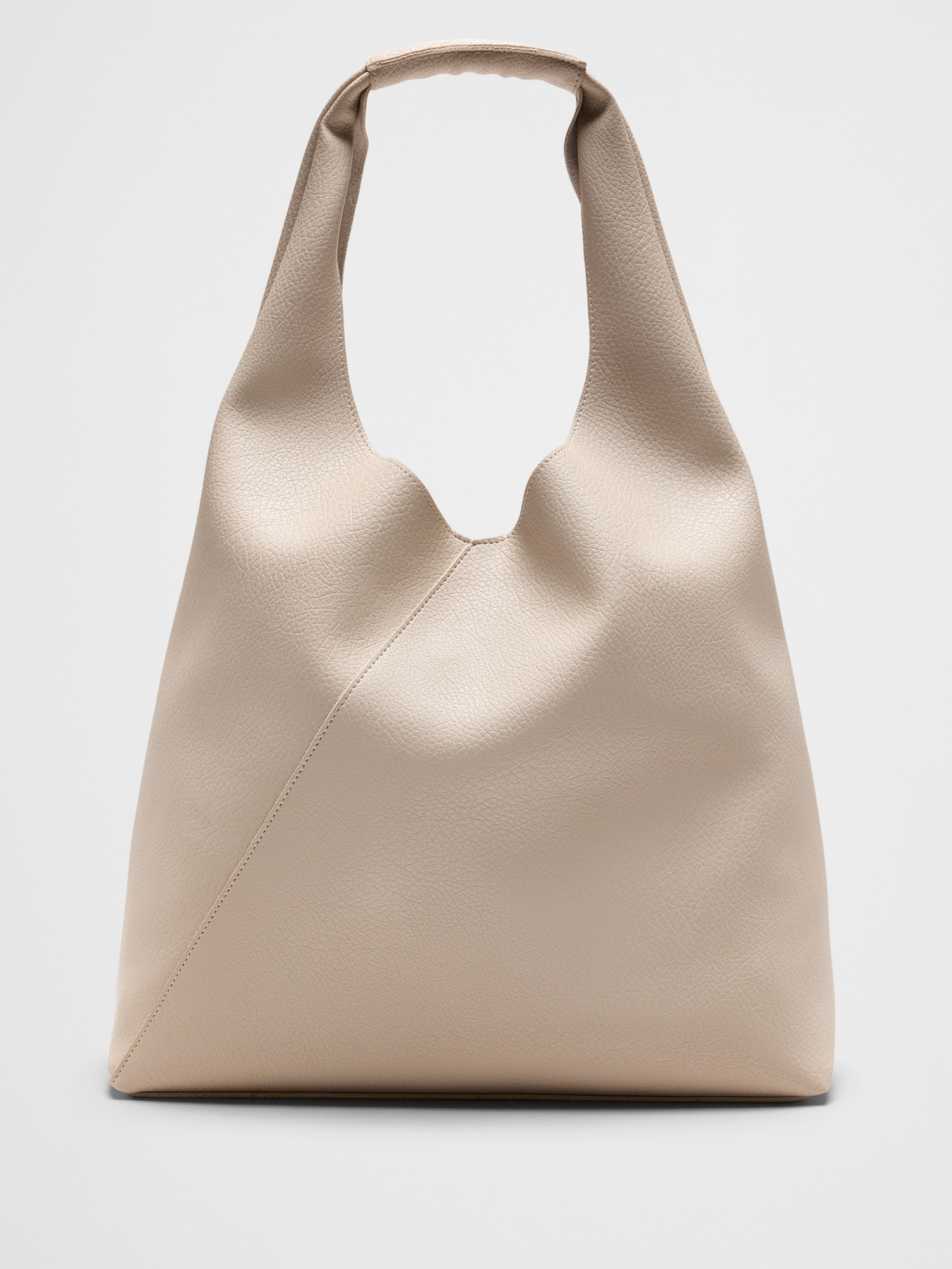 Vegan Leather Slouchy Tote - Bone
