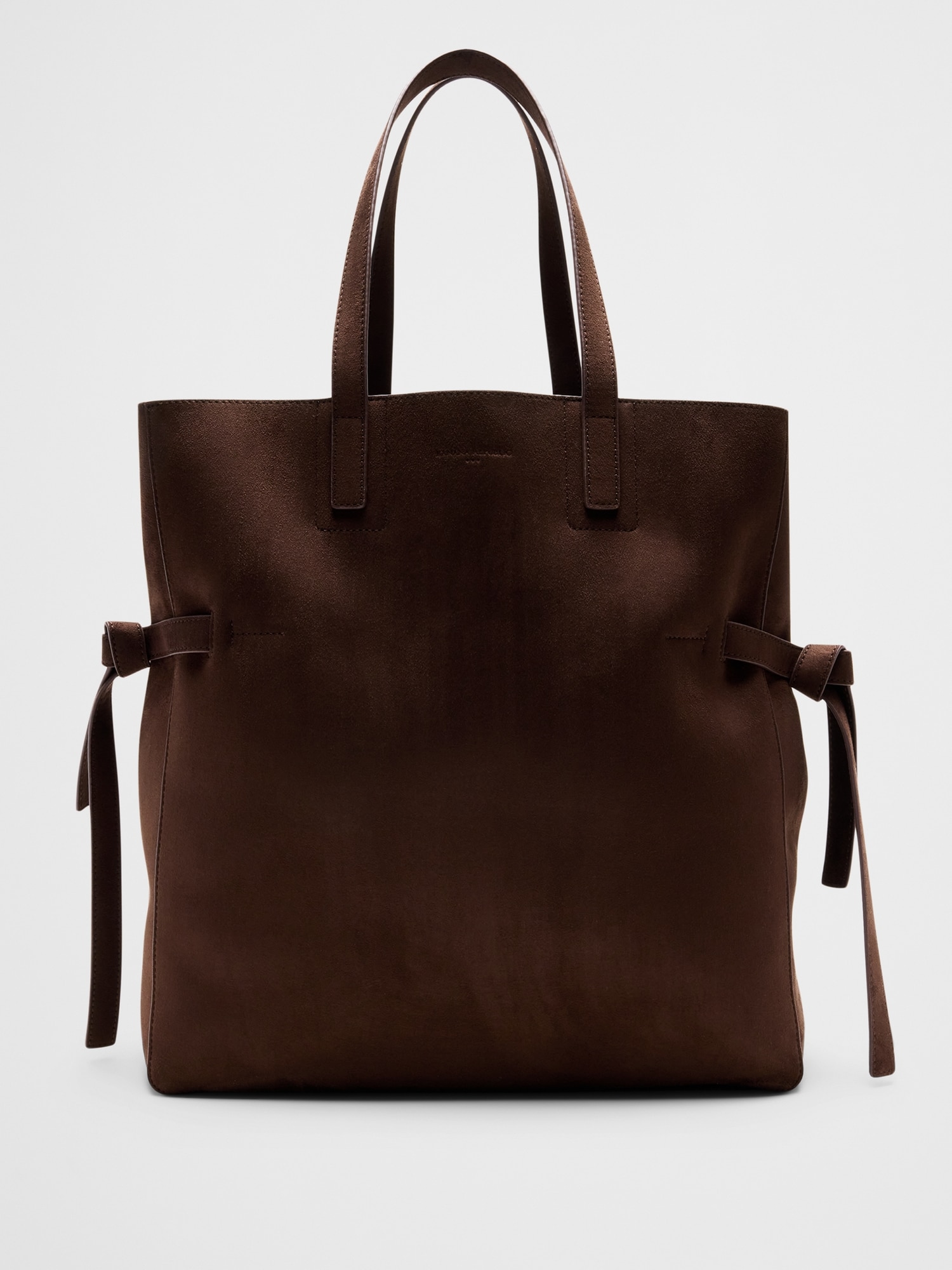 Vegan Leather Tie-Side Tote - Chocolate Brown