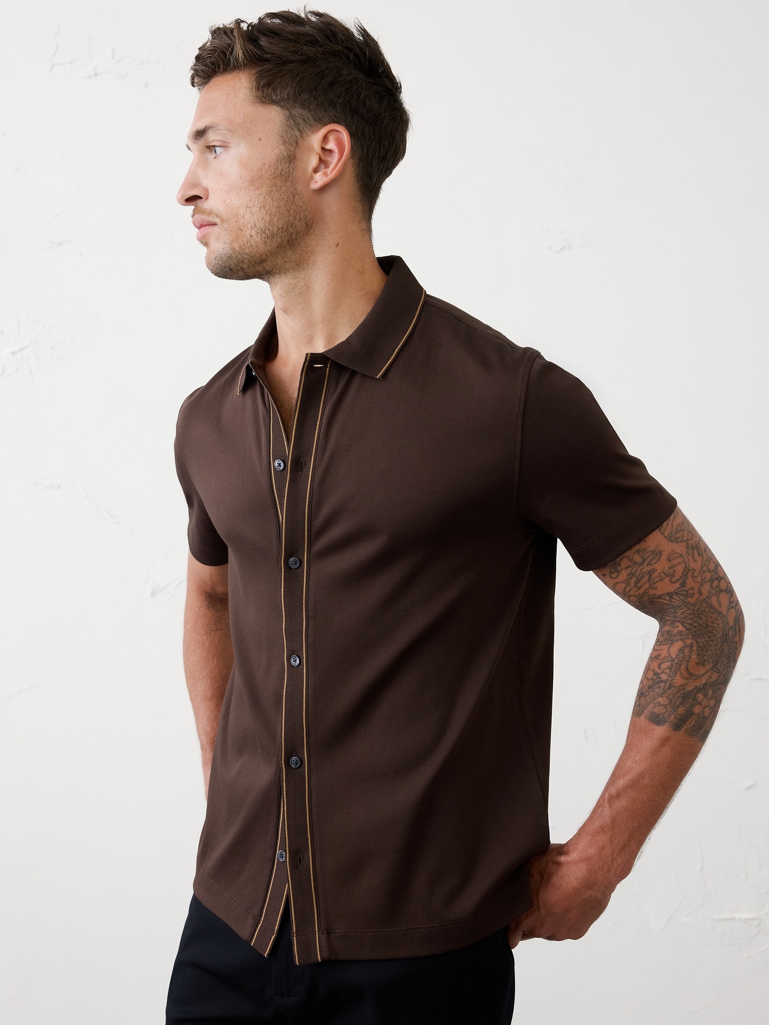 Luxe Touch Polo - Dark Oak