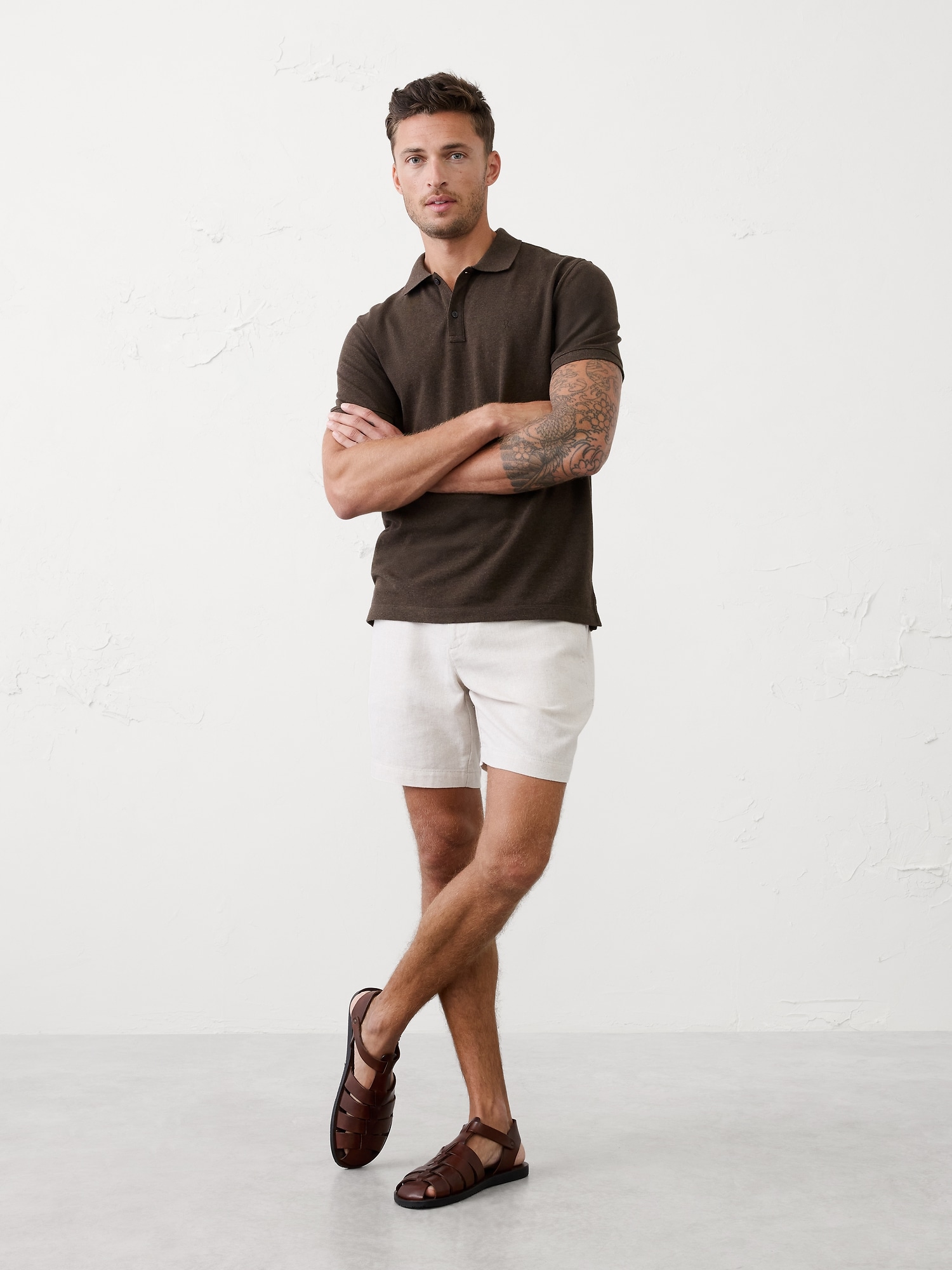 Cotton Pique Polo - Brown Heather