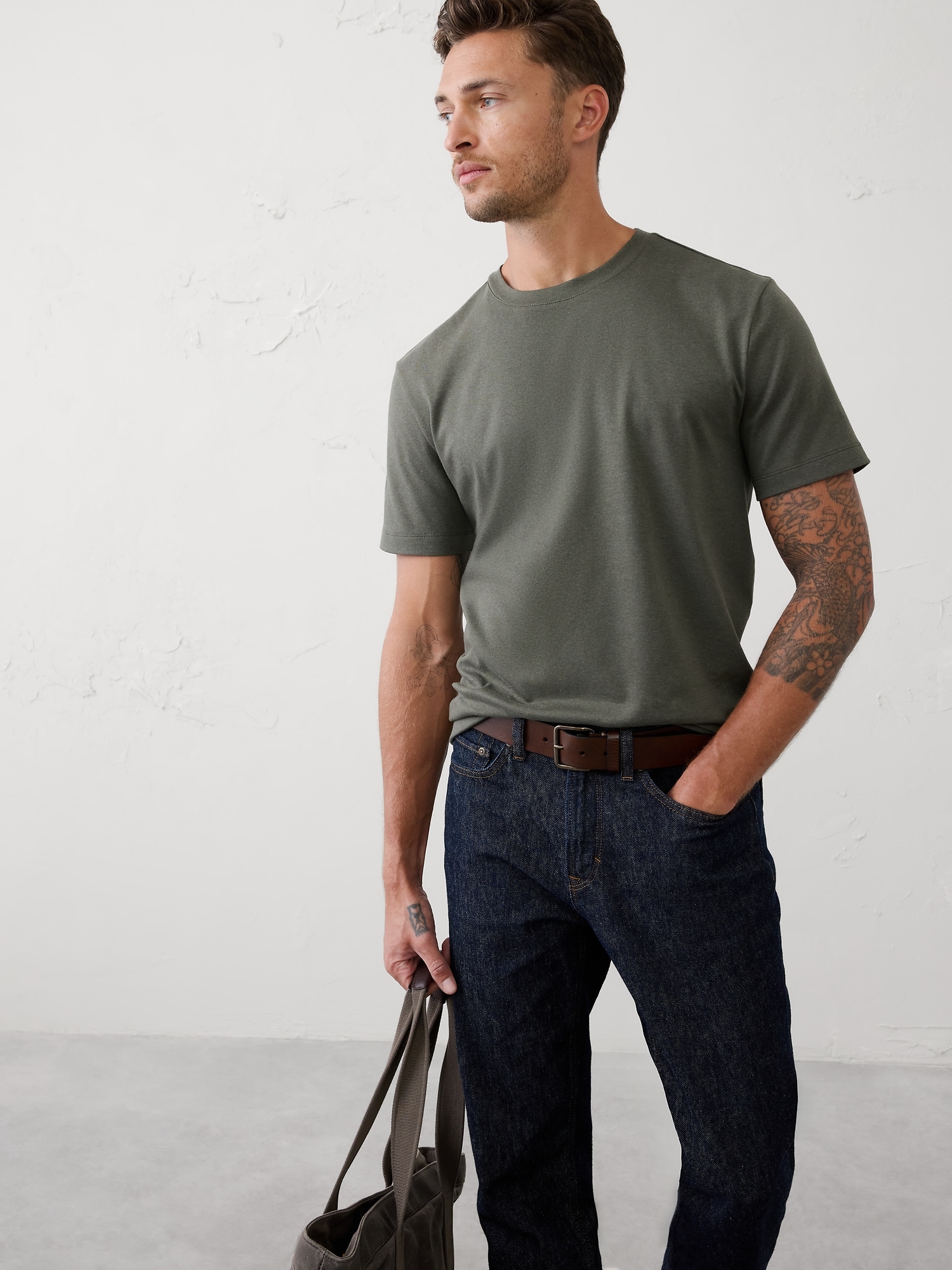Luxe Touch Crew-Neck T-Shirt - Mountain Olive Heather