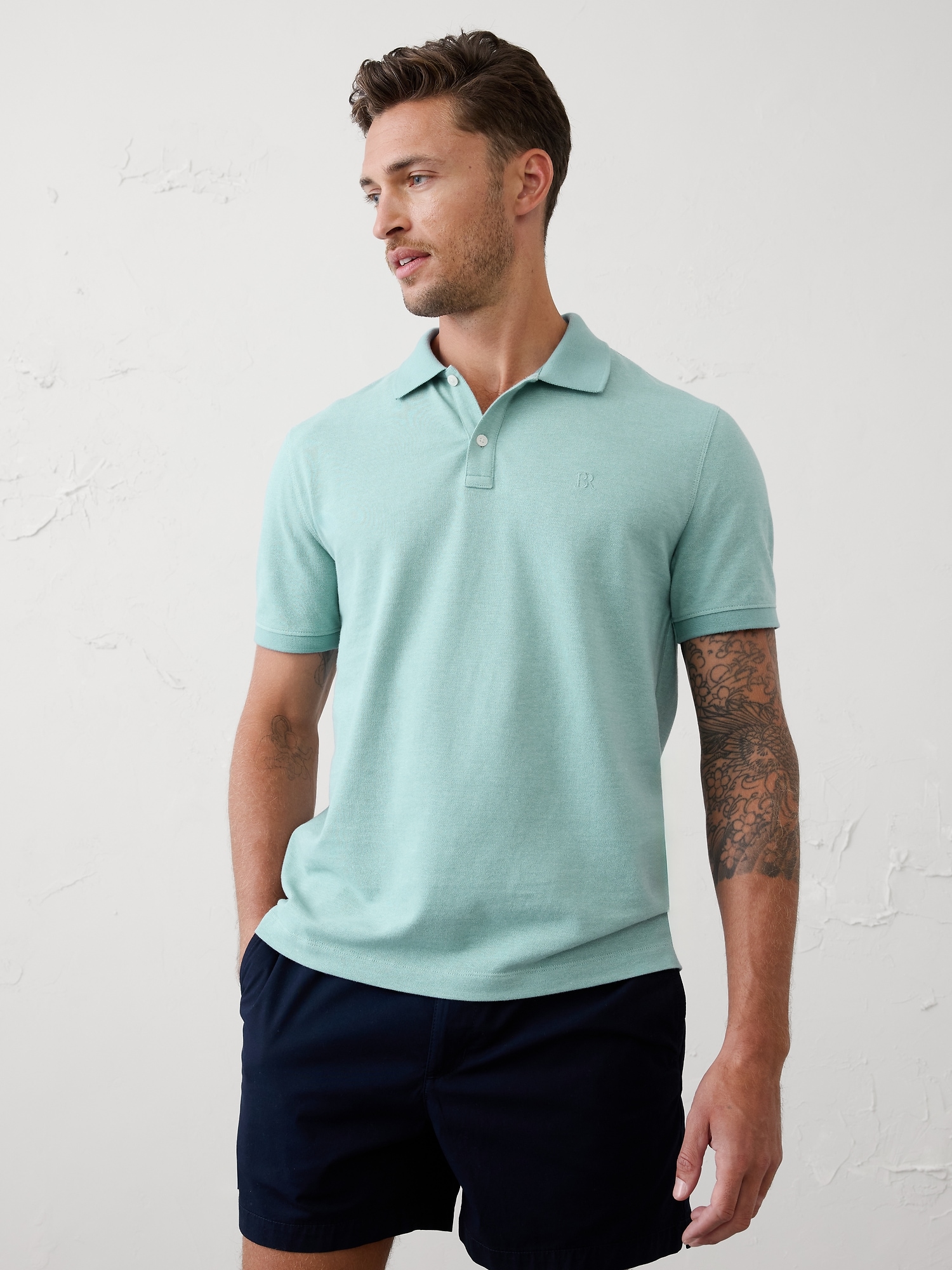 Cotton Pique Polo - Salty Air