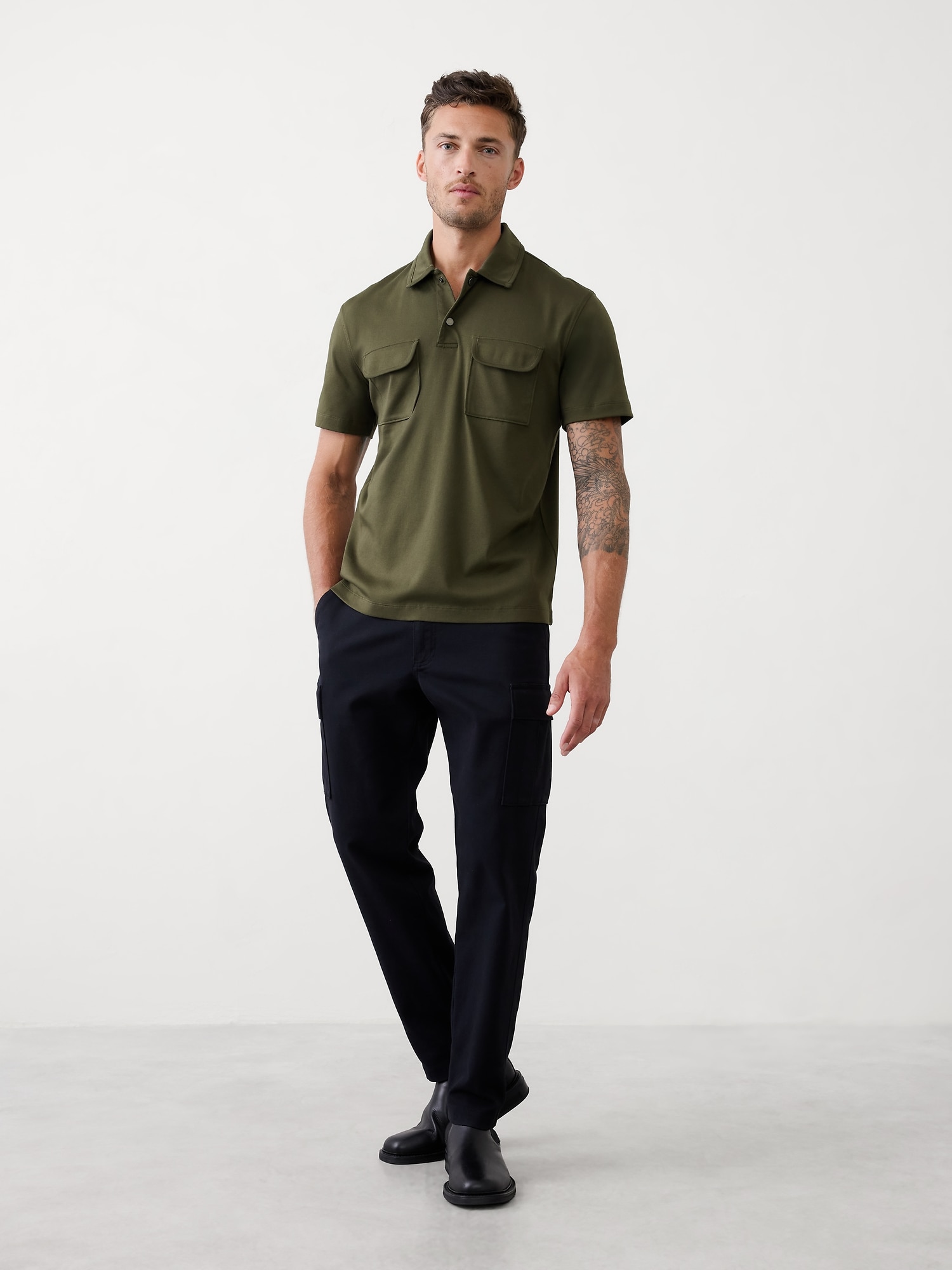 Luxe Touch Pocket Polo - Dark Trees