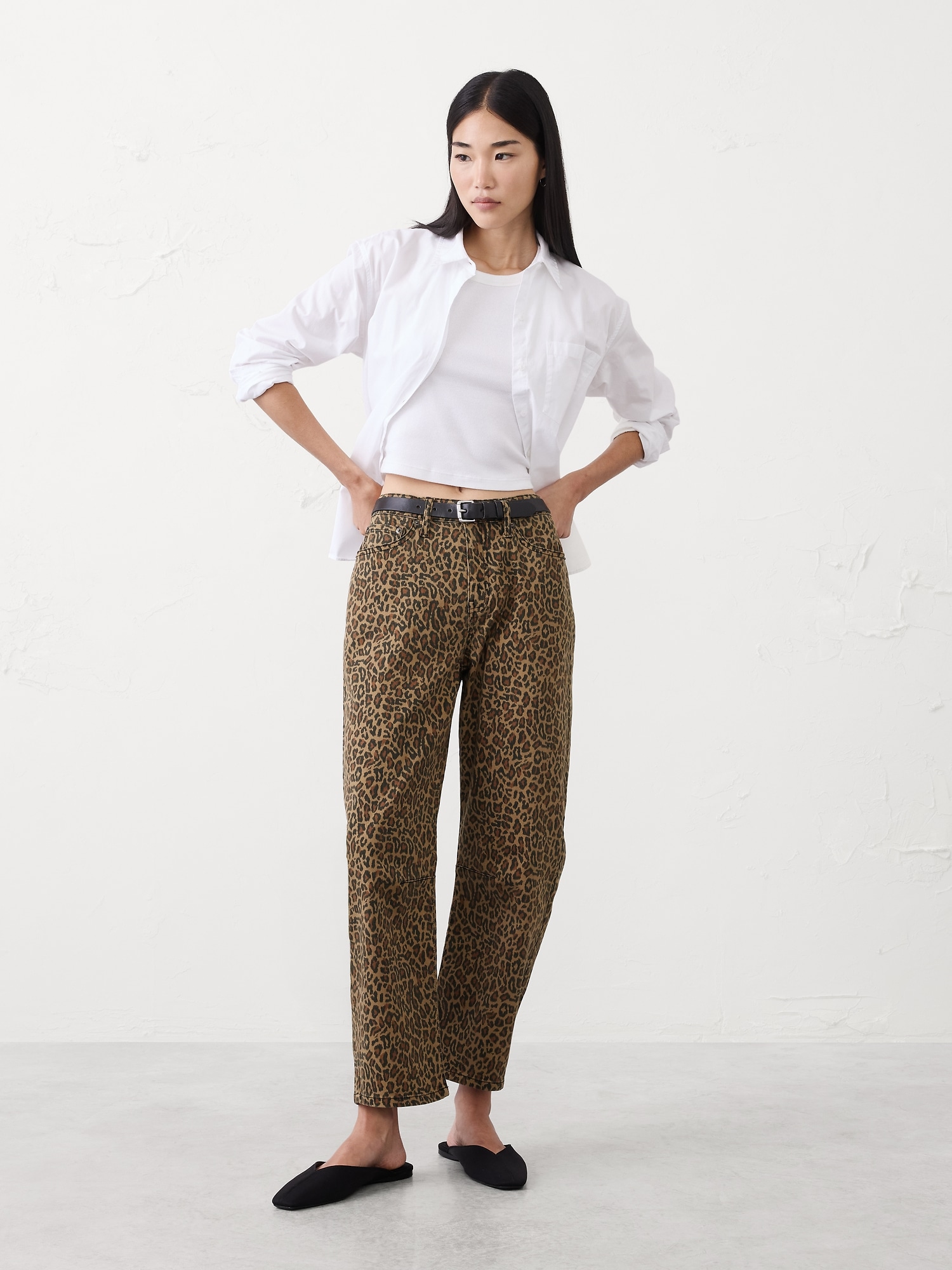 Slim Barrel Mid-Rise Jean - Cheetah Print