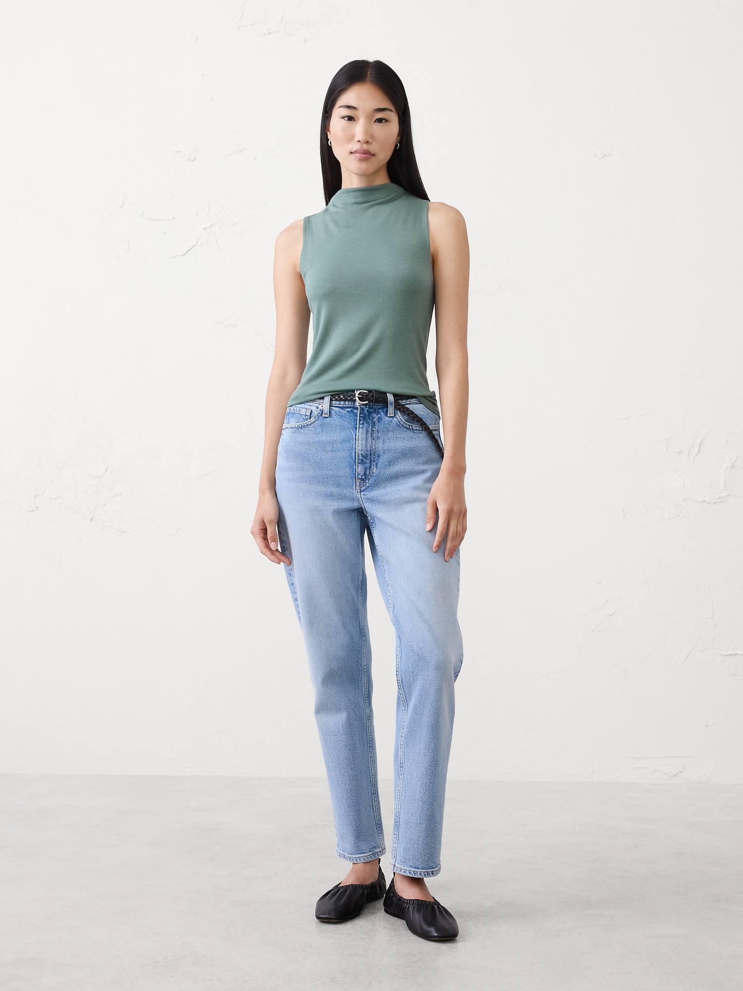 SOFT LUXE MOCKNECK TOP - Slate Green