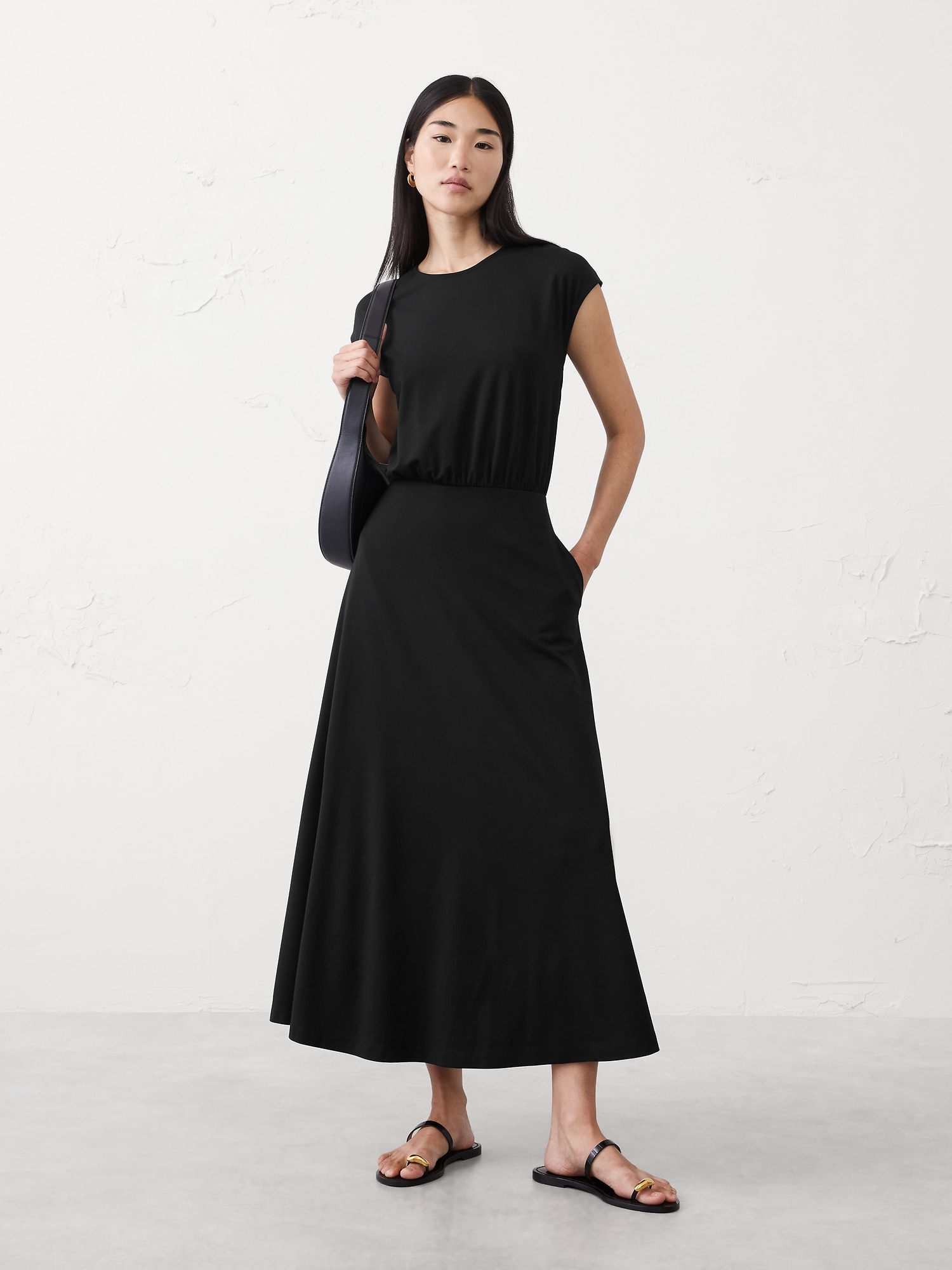 Knit Ponte Midi Dress - Black