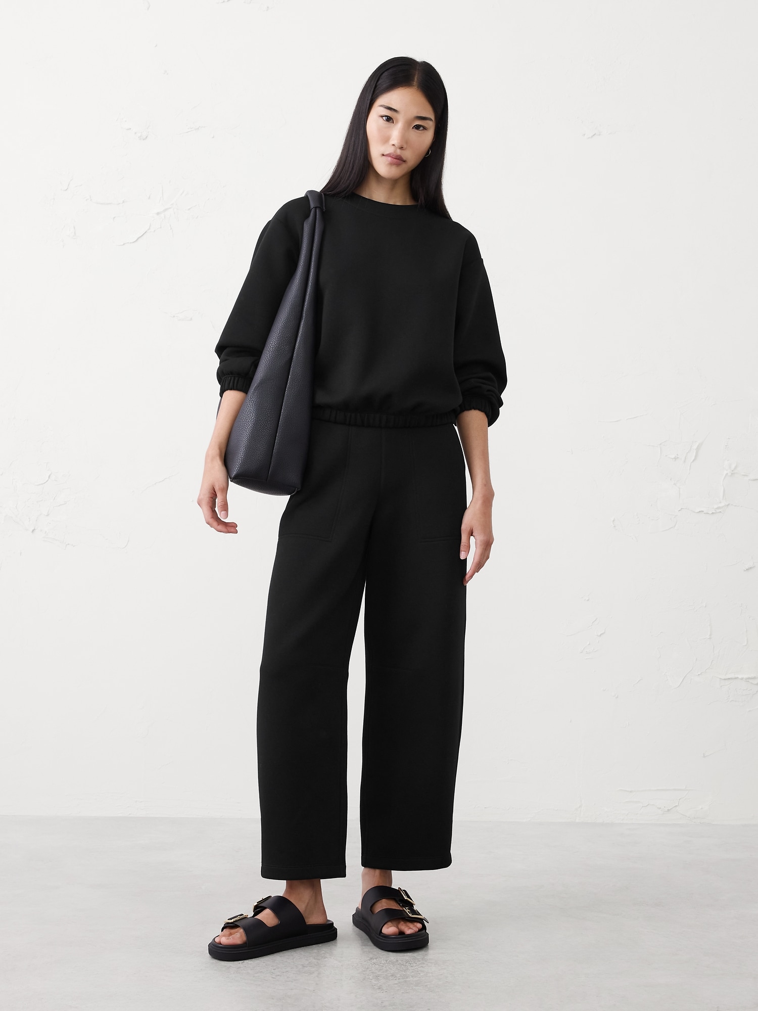 Slim Barrel High-Rise Scuba Pant - Black