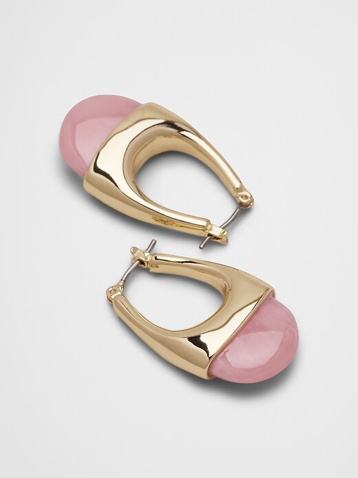 Resin Metal Mixed Drop Hoop Earrings