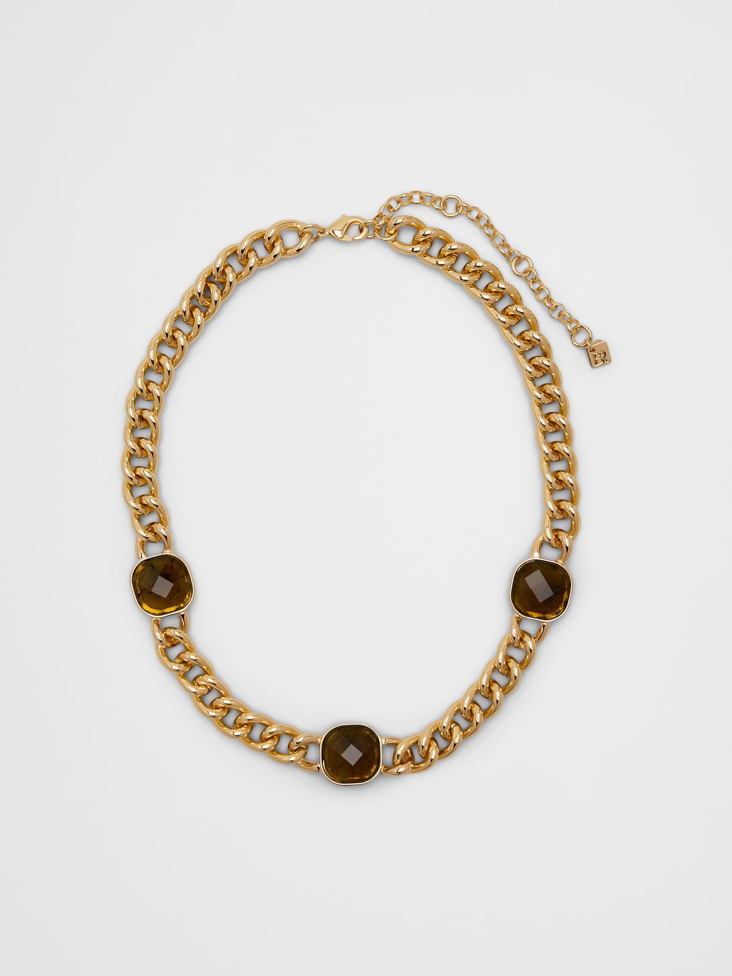 3 Stone Faceted Statement Necklace - Labradorite