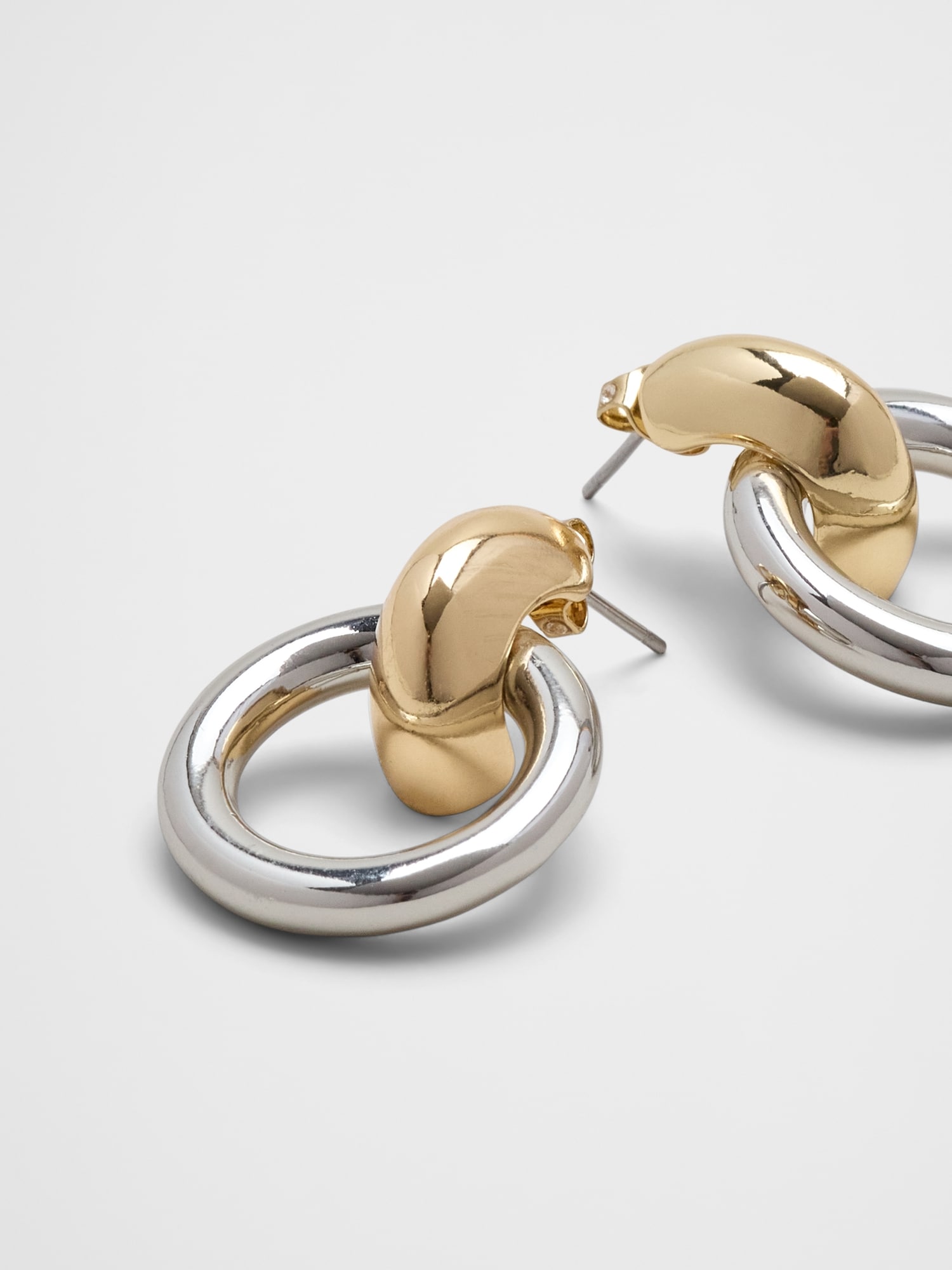 Image number 2 showing, Mixed Metal Chunky Drop Hoop Earrings