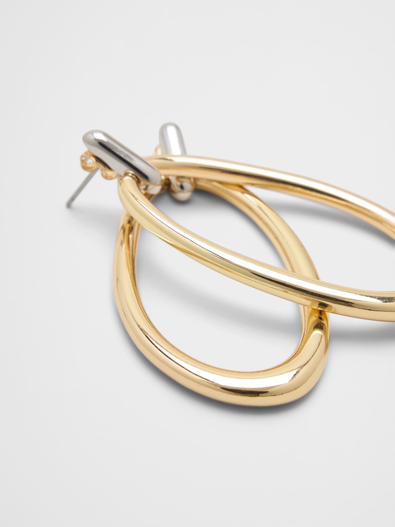 Image number 2 showing, Mixed Metal Drop Hoop Earrings