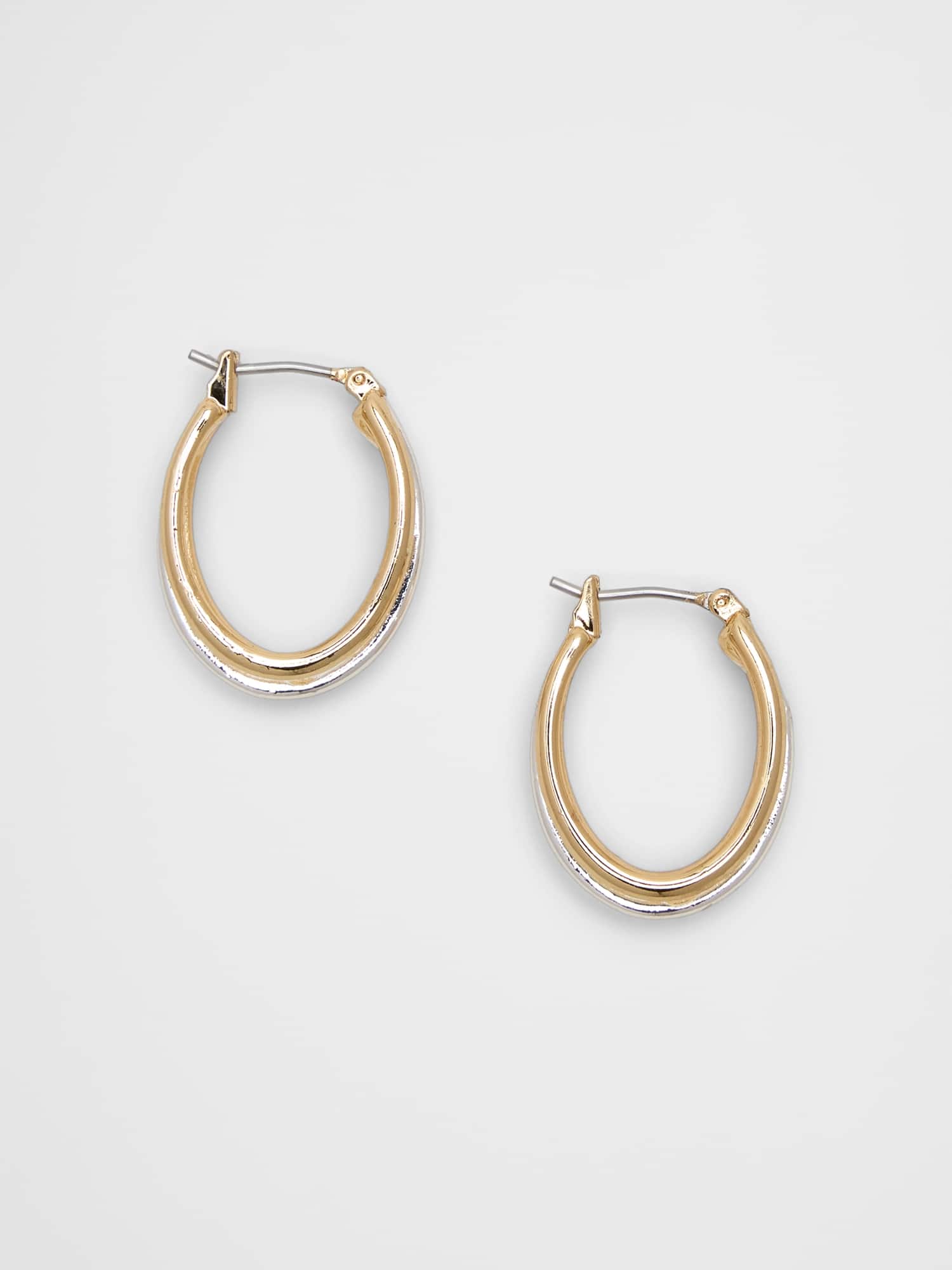 Mixed Metal Huggie Earrings