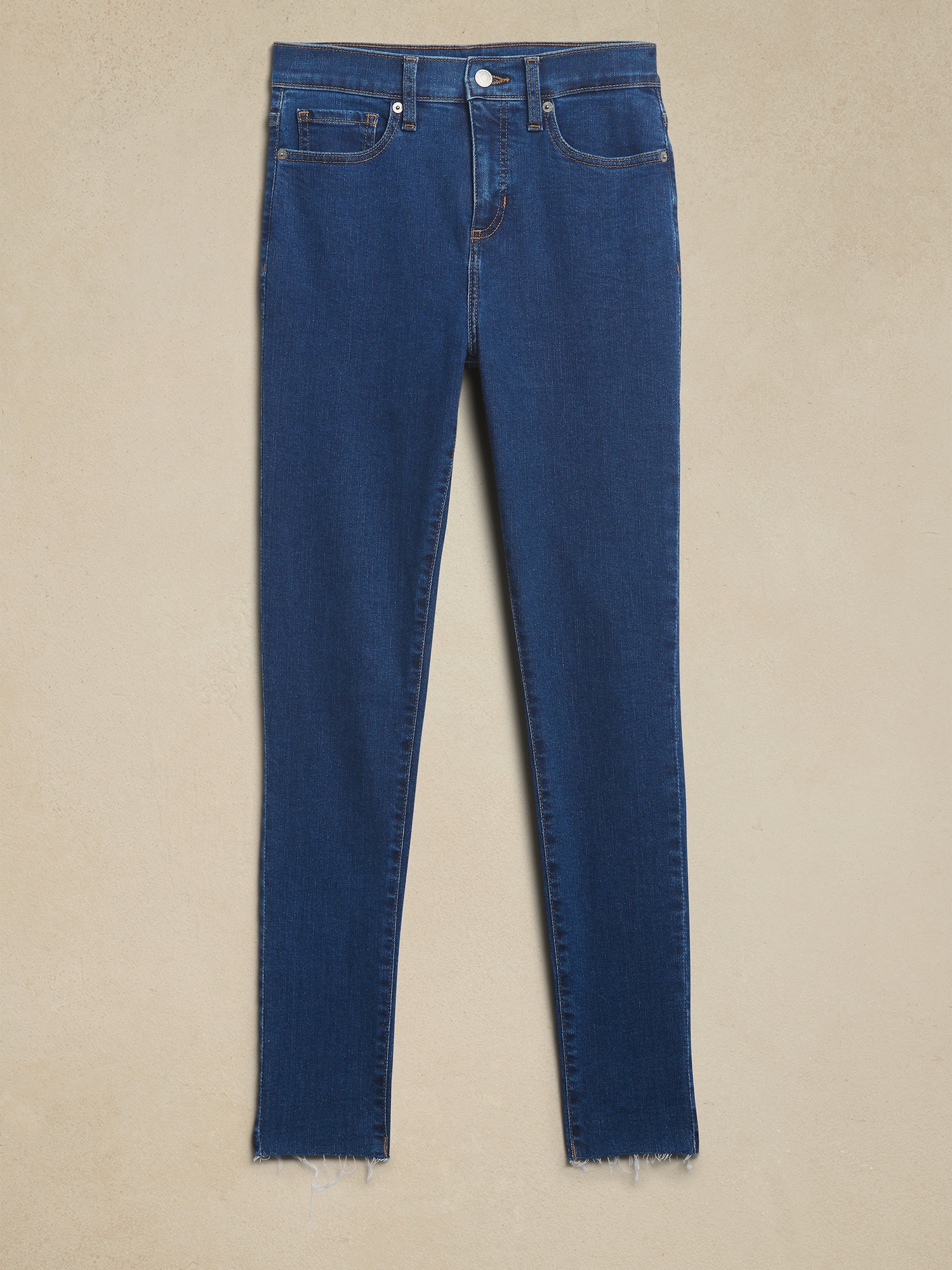 High-Rise Skinny Raw-Hem Jean - Medium Wash