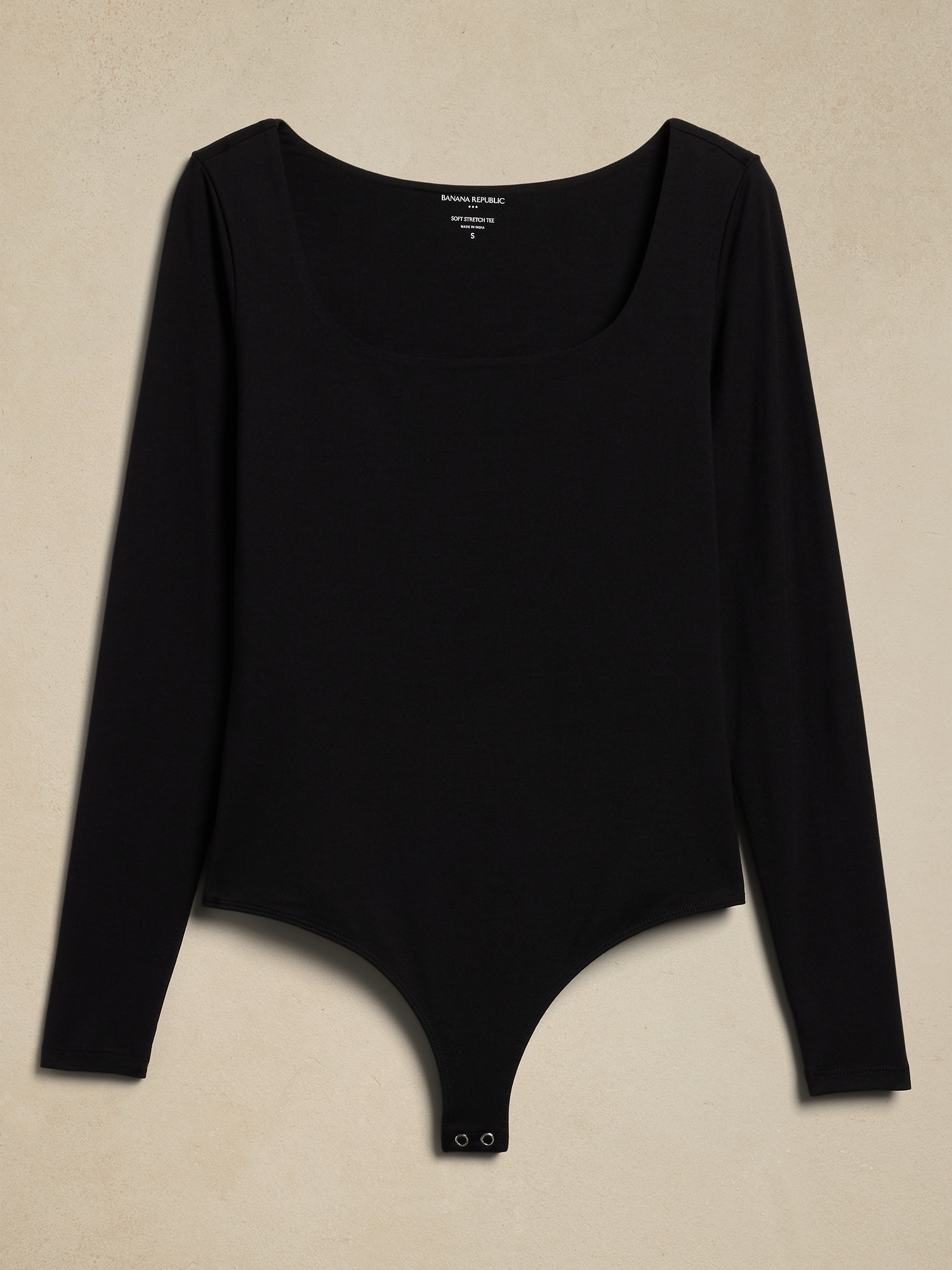 Soft Stretch Square-Neck Bodysuit - Black