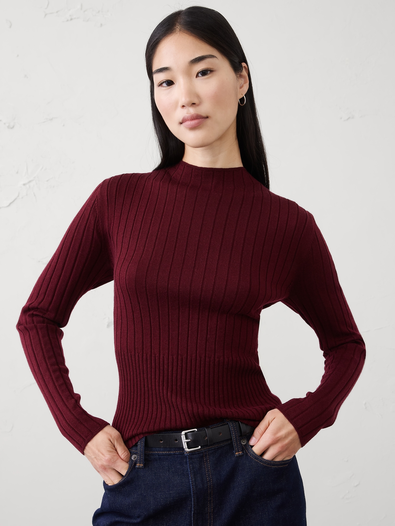 MERINO WOOL RIBBED SWEATER