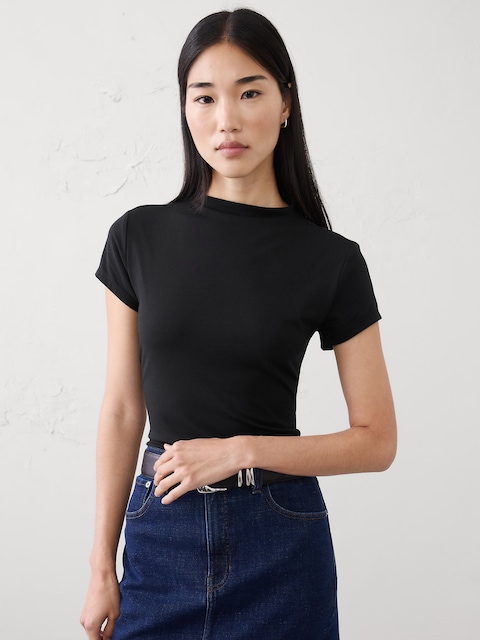 Soft Stretch Mock-Neck Top