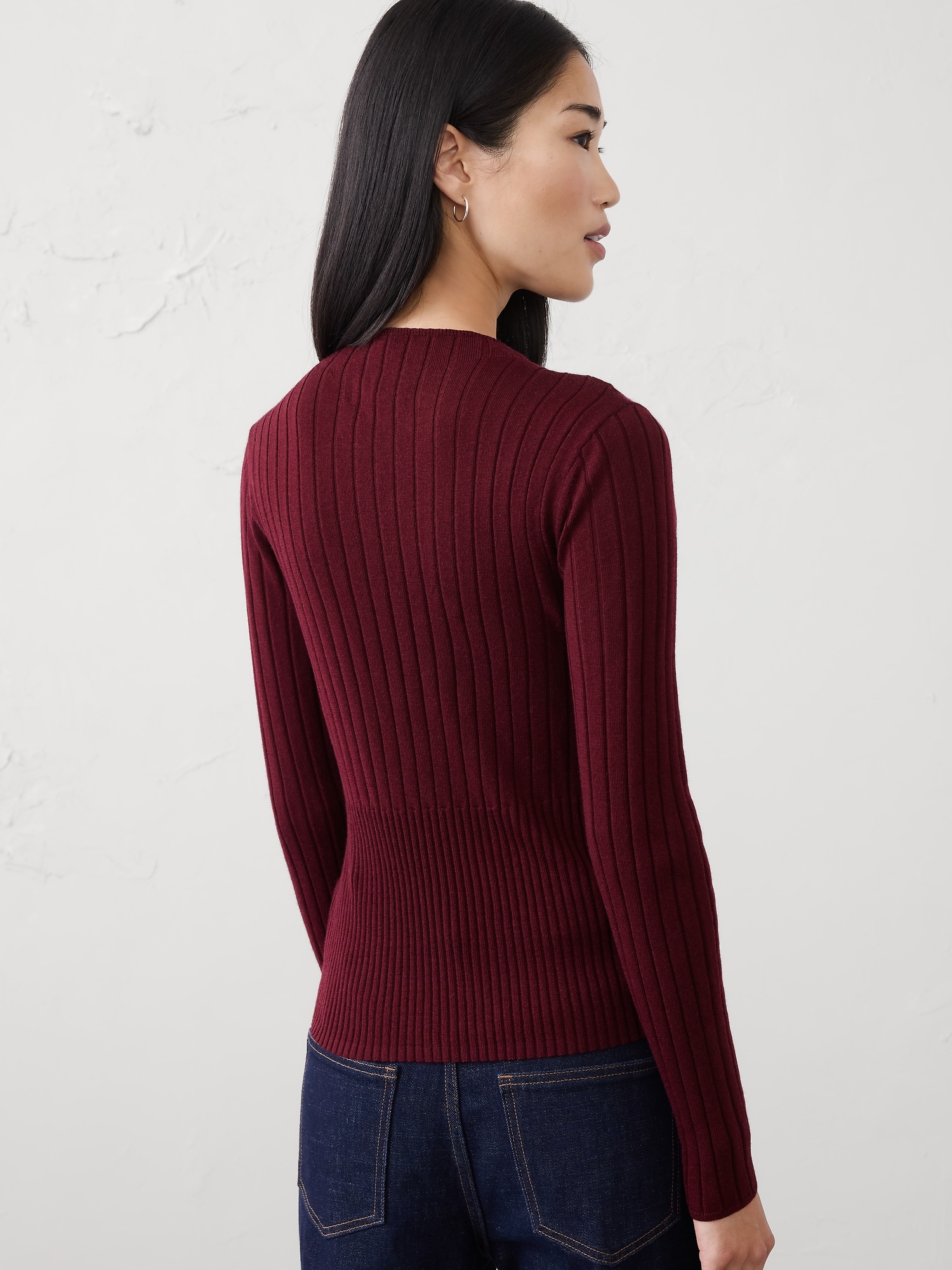 Image number 2 showing, MERINO WOOL RIBBED SWEATER