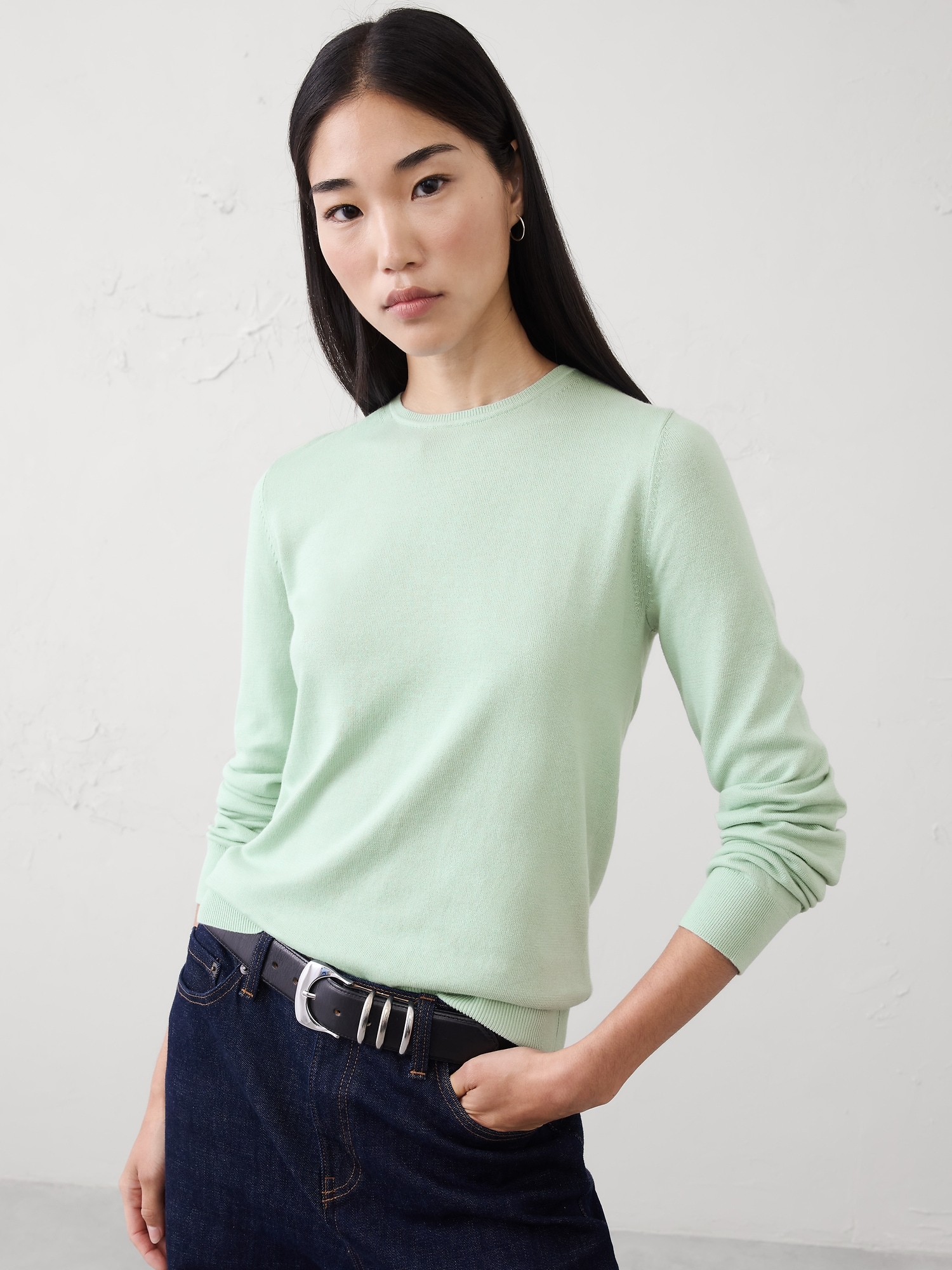 Forever Crew-Neck Sweater - Soft Agate Green
